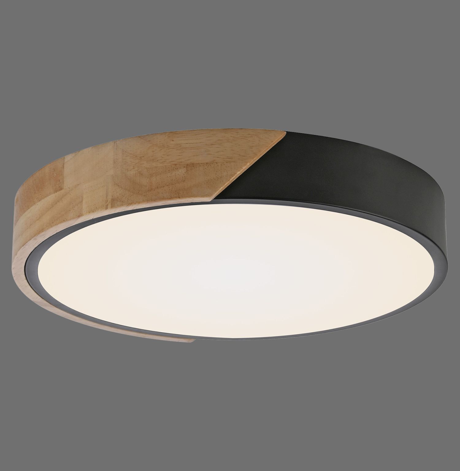 Lampe de plafonnier ronde LED bois Ø32 cm noir naturel 2520 lm