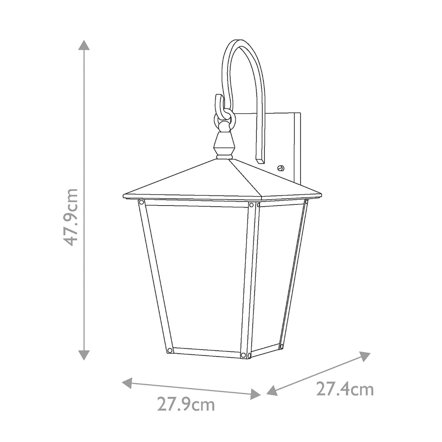 Lampe d'extérieur noire mur alu verre IP44 H : 47,9 cm 2x E14