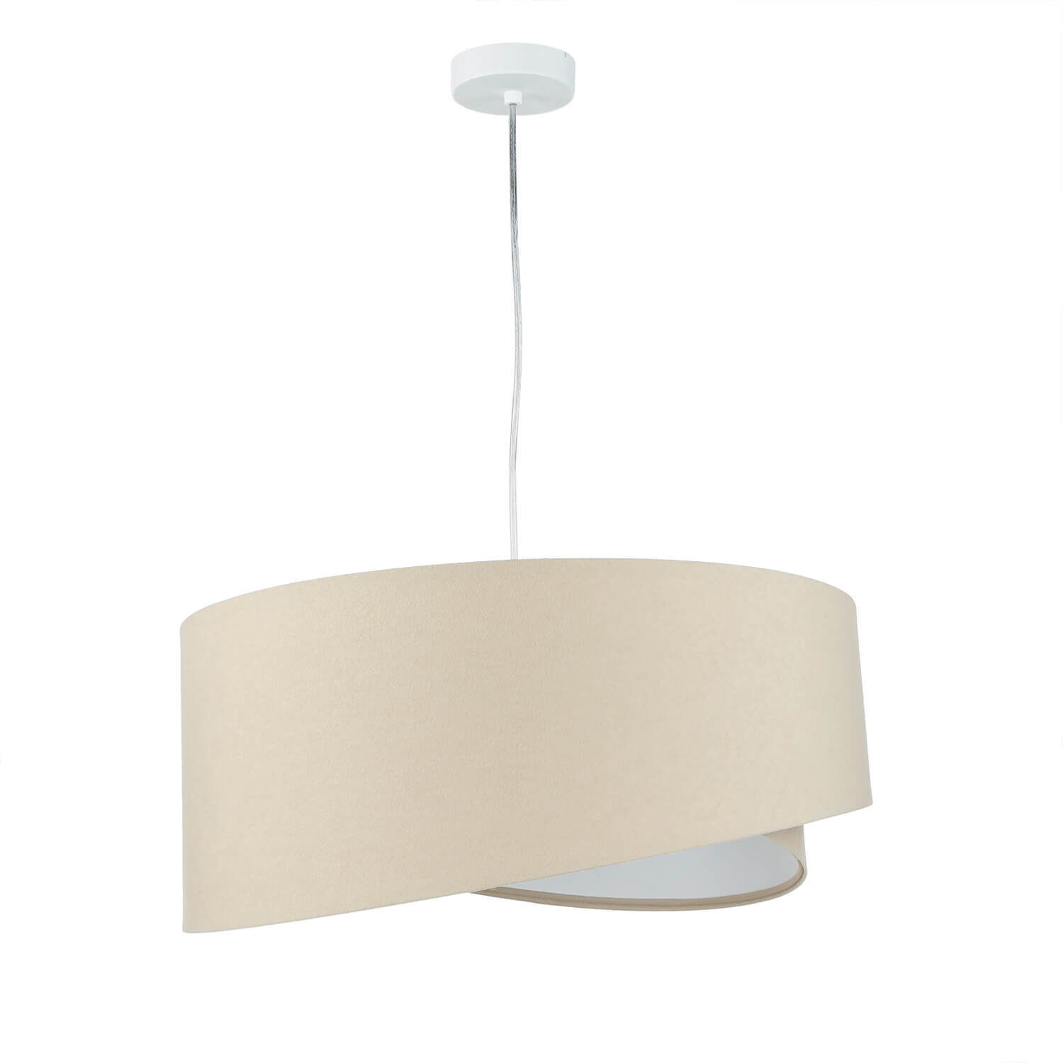 Suspension ronde Grande Beige Blanc Ø50cm Table de salle à manger Lampe