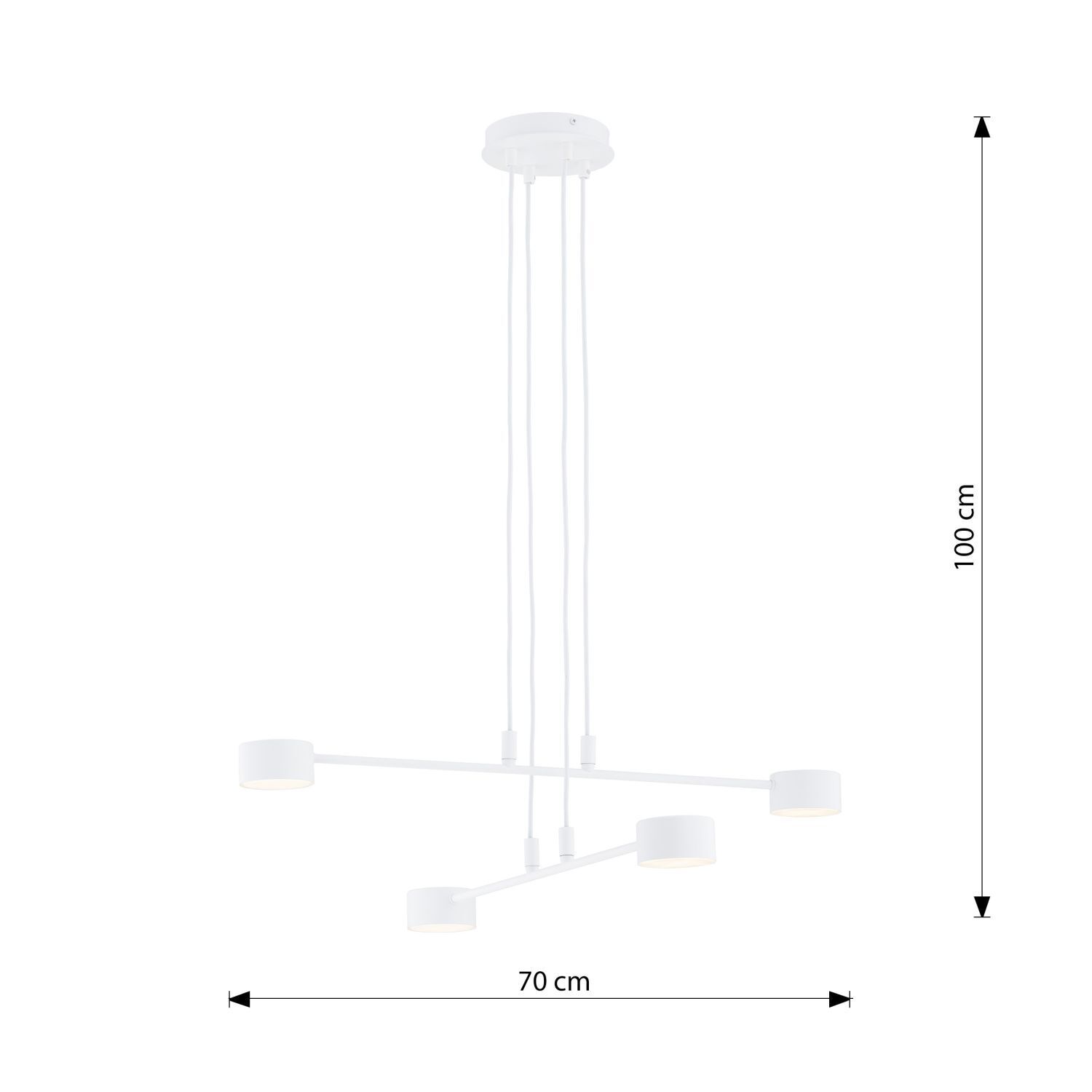 Suspension Blanc L : 70 cm Métal ajustable GX53 4-flamme