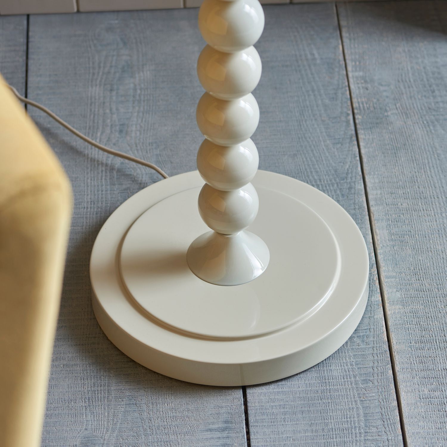 Lampadaire Tissu Métal 154 cm Crème Gris E27 à motifs