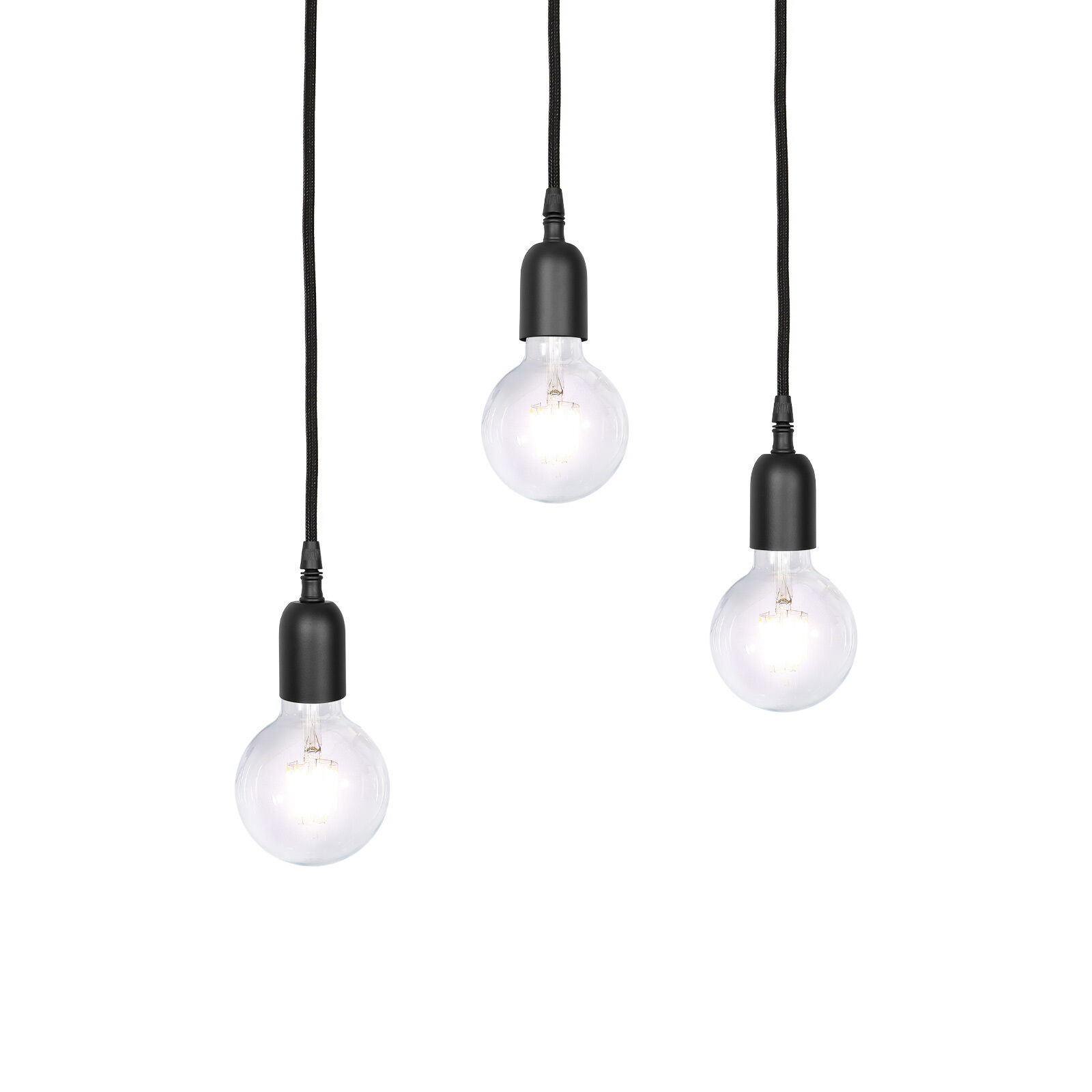 Suspension Ø 40 cm 3-flamme E27 noir mat réglable
