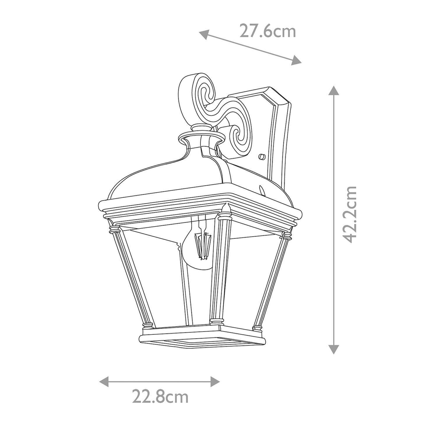 Applique murale extérieure noir hauteur 42,2 cm IP44 E27