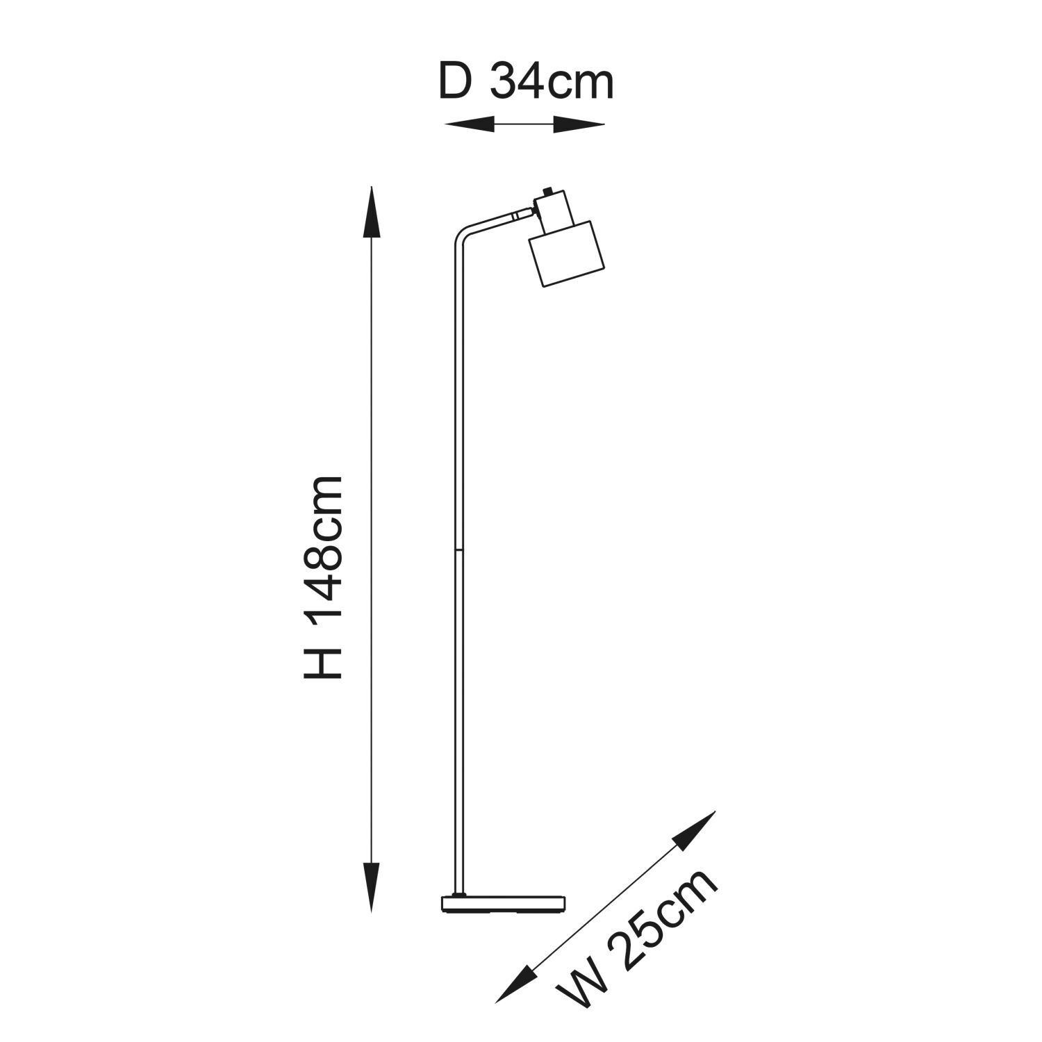 Lampadaire E27 148 cm abat-jour ajustable noir argenté