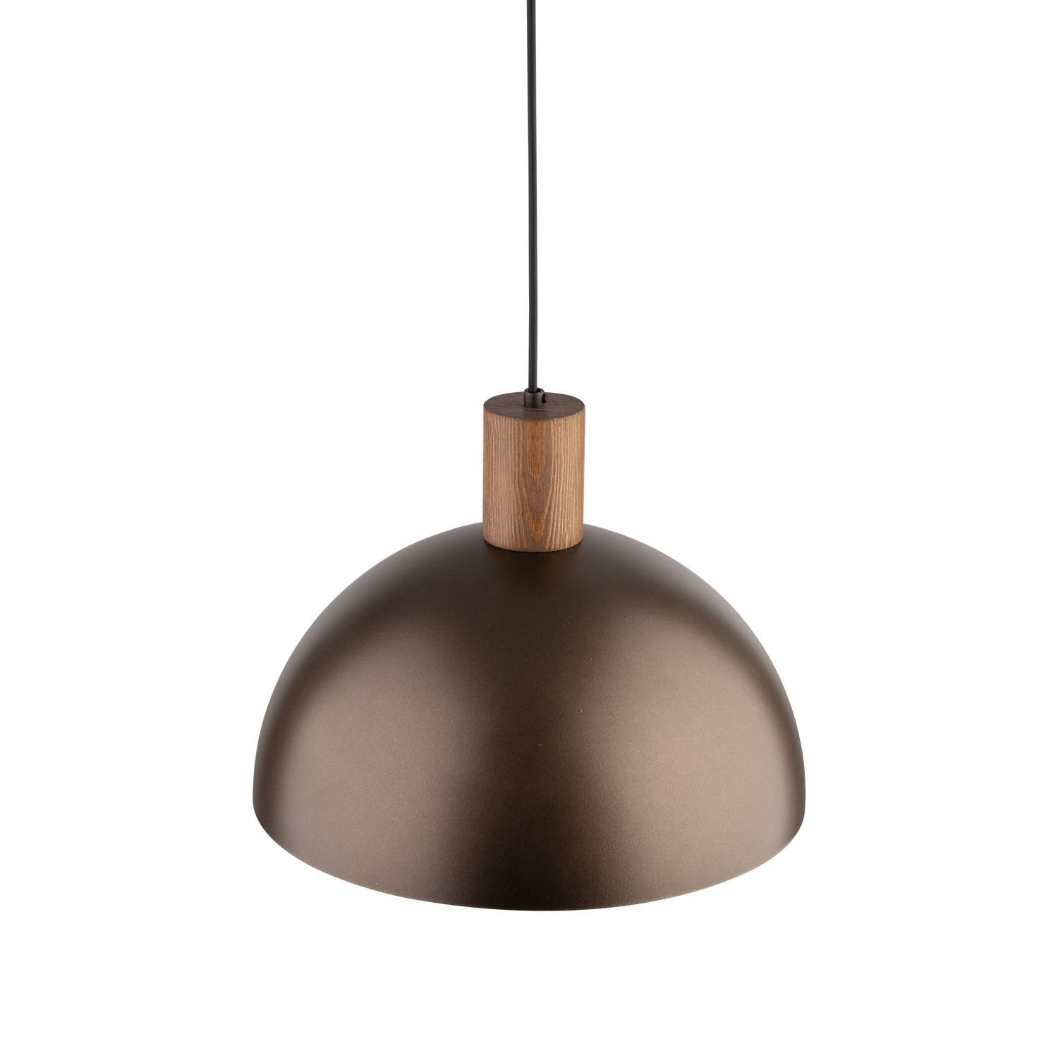 Lampe à suspendre métal bois brun ronde Ø 33,5 cm H : max. 1,7 m Lampe, Leuchte, Kronleuchter