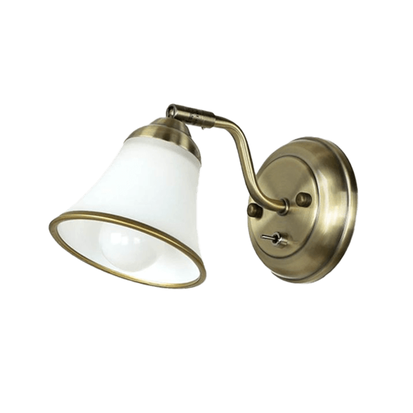 Wandleuchte, Wandlampe, Bronze, Messing, Glasschirm