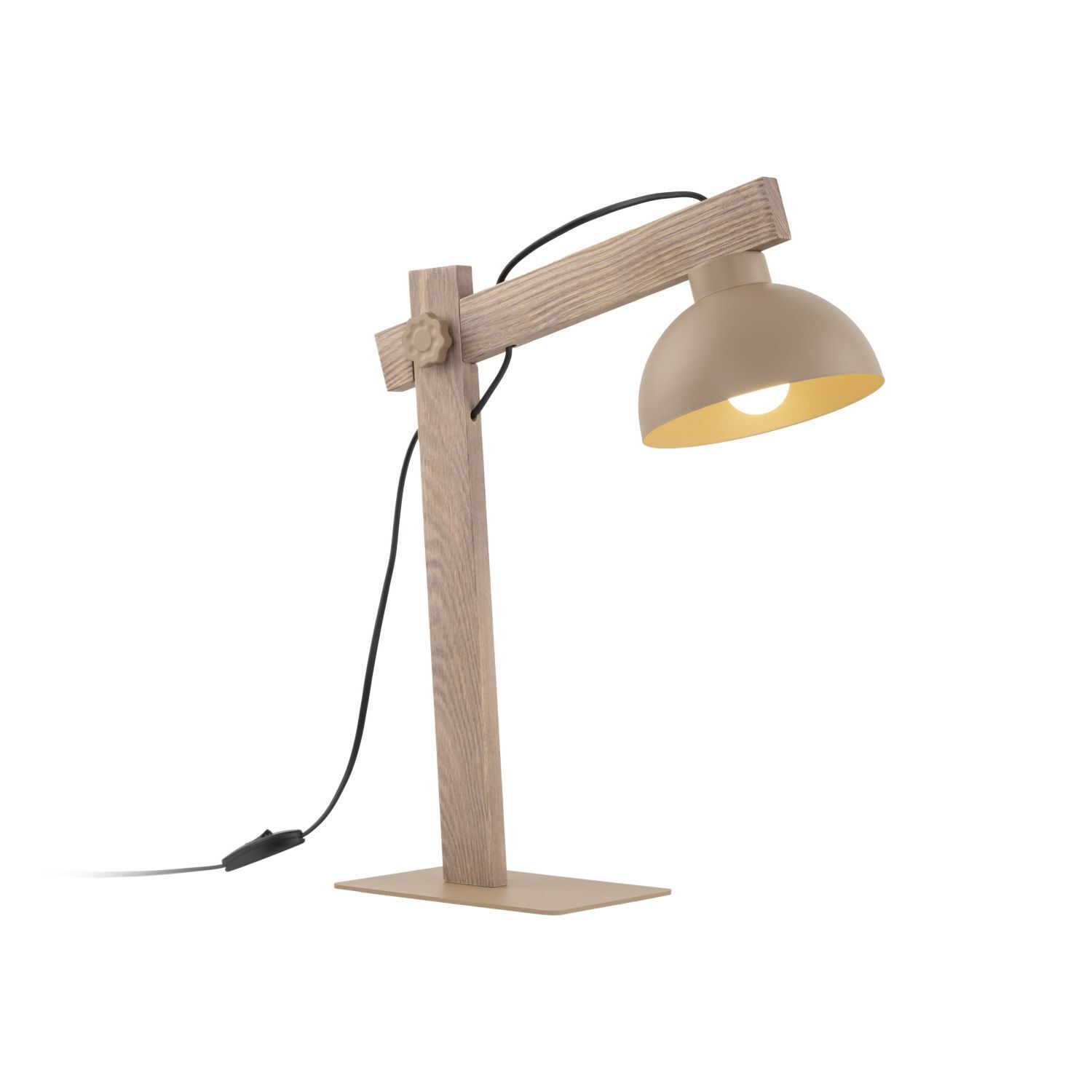 Tischleuchte Holz Metall Beige E27 52 cm flexibel Tischleuchte, Holz, Beige, Schreibtischlampe, Lichtquelle