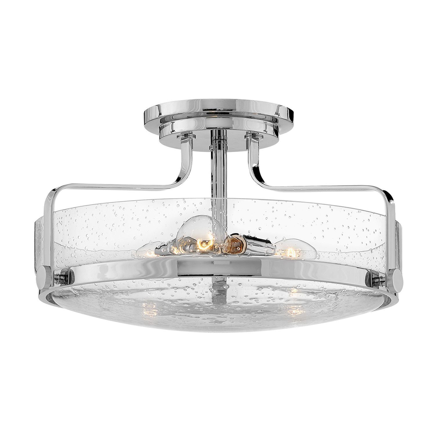 Plafonnier métal verre E27 rond Ø 45,6 cm 3x E27