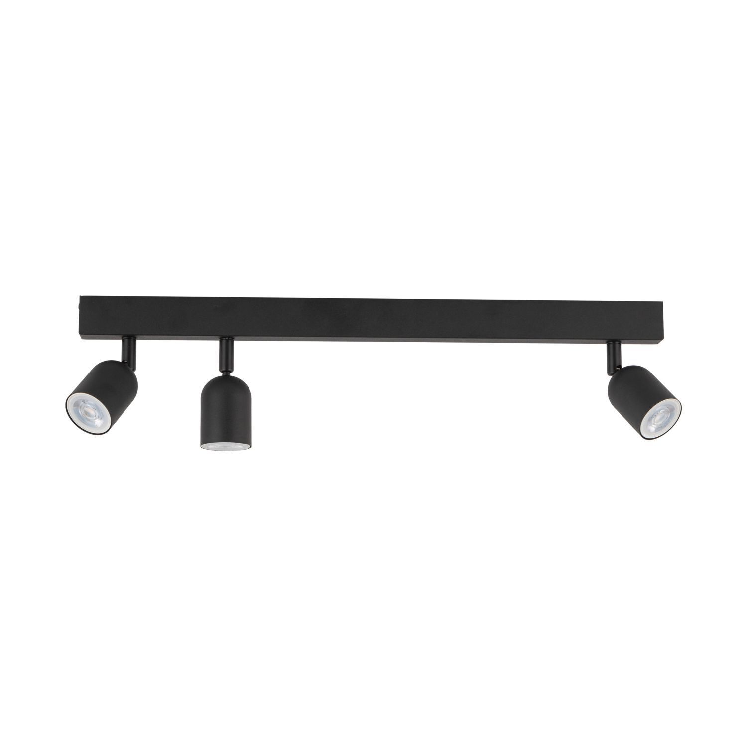Plafonnier noir 74 cm de long GU10 métal 3-flammes