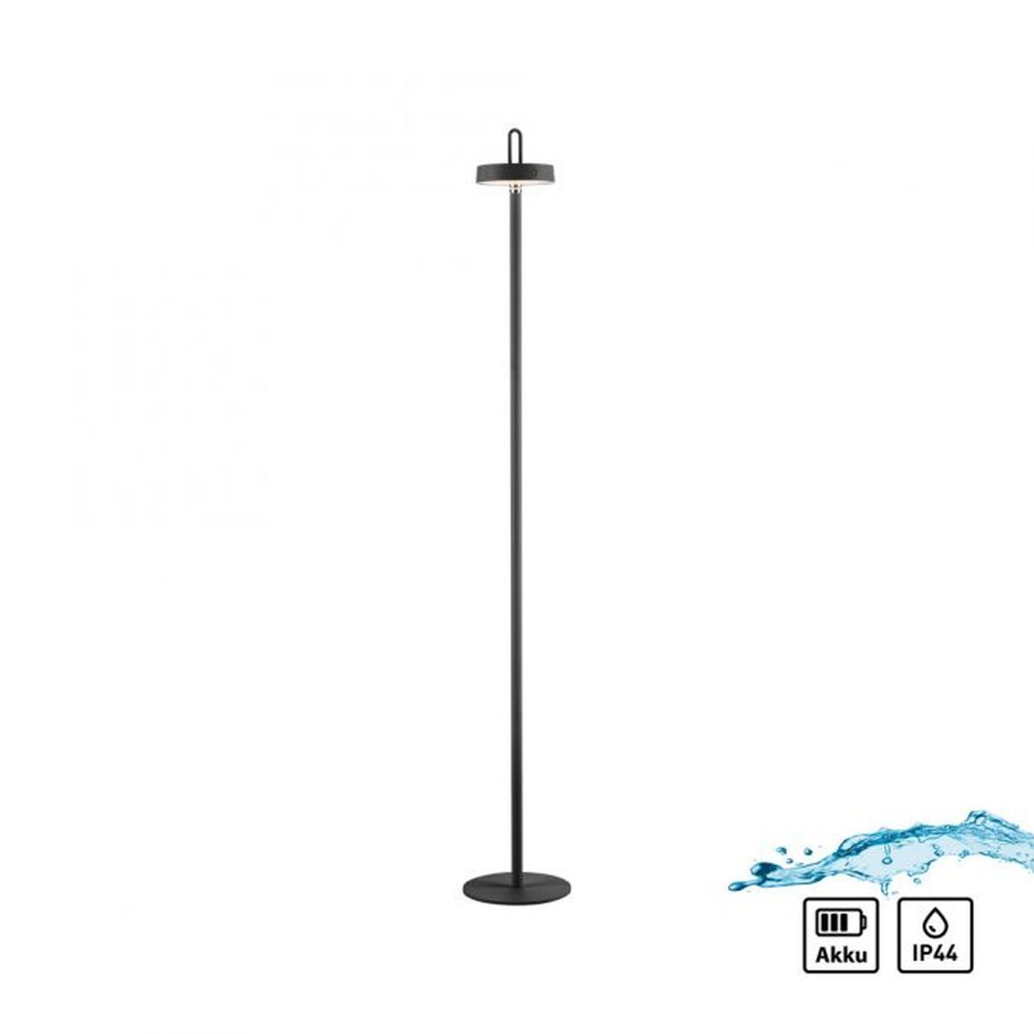 Lampadaire LED rechargeable Noir Dimmer Touch IP44 125,2 cm