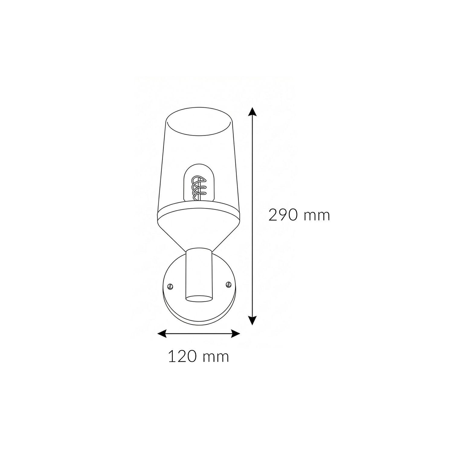 Außenwandleuchte Edelstahl Glas H: 29 cm IP44 E27 Wandlampe, Wandleuchte, Maße 290mm, Durchmesser 120mm, Kunststoff/Metall?