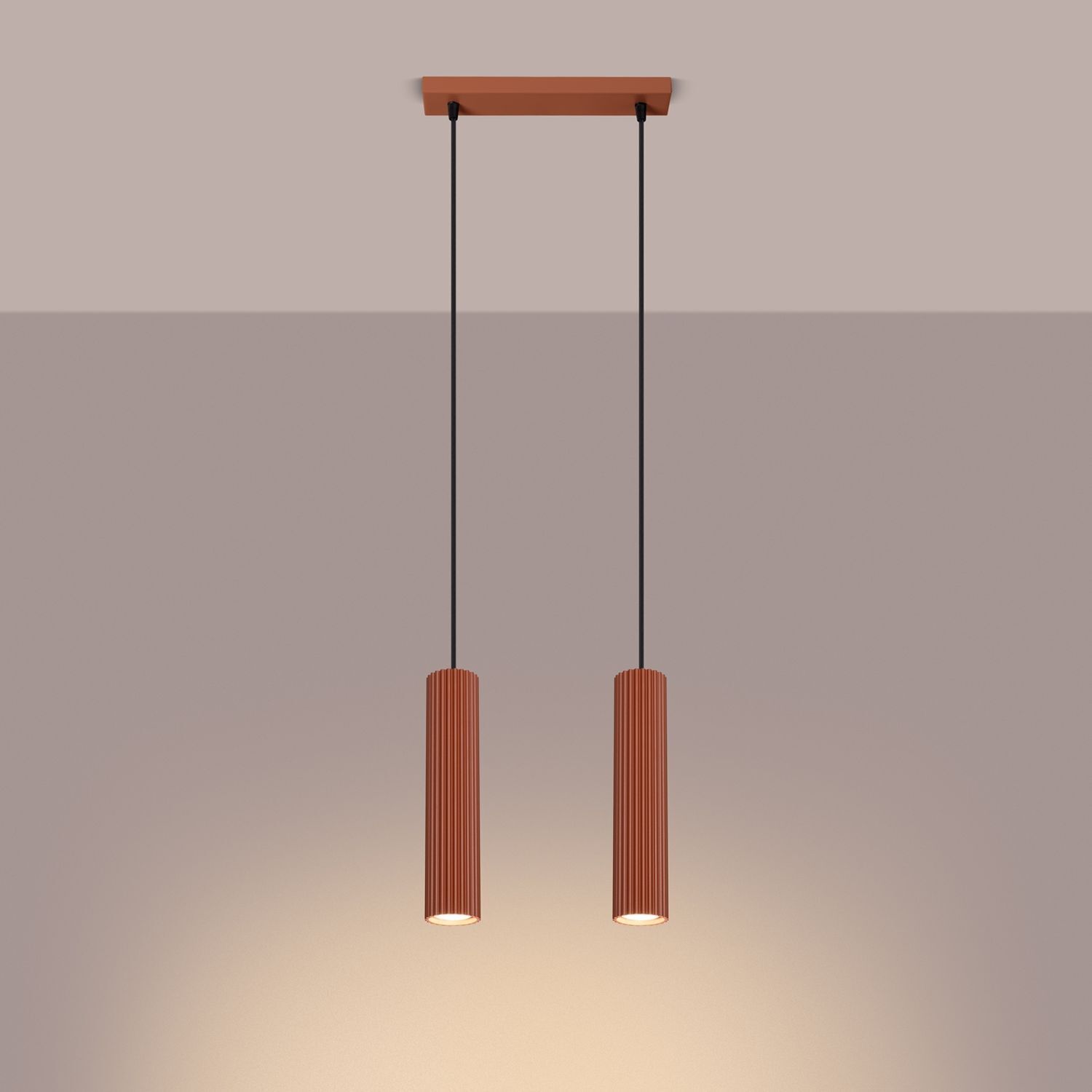 Lampe à suspendre rouge à 2 flammes L : 30 cm étroit H : max. 90 cm GU10