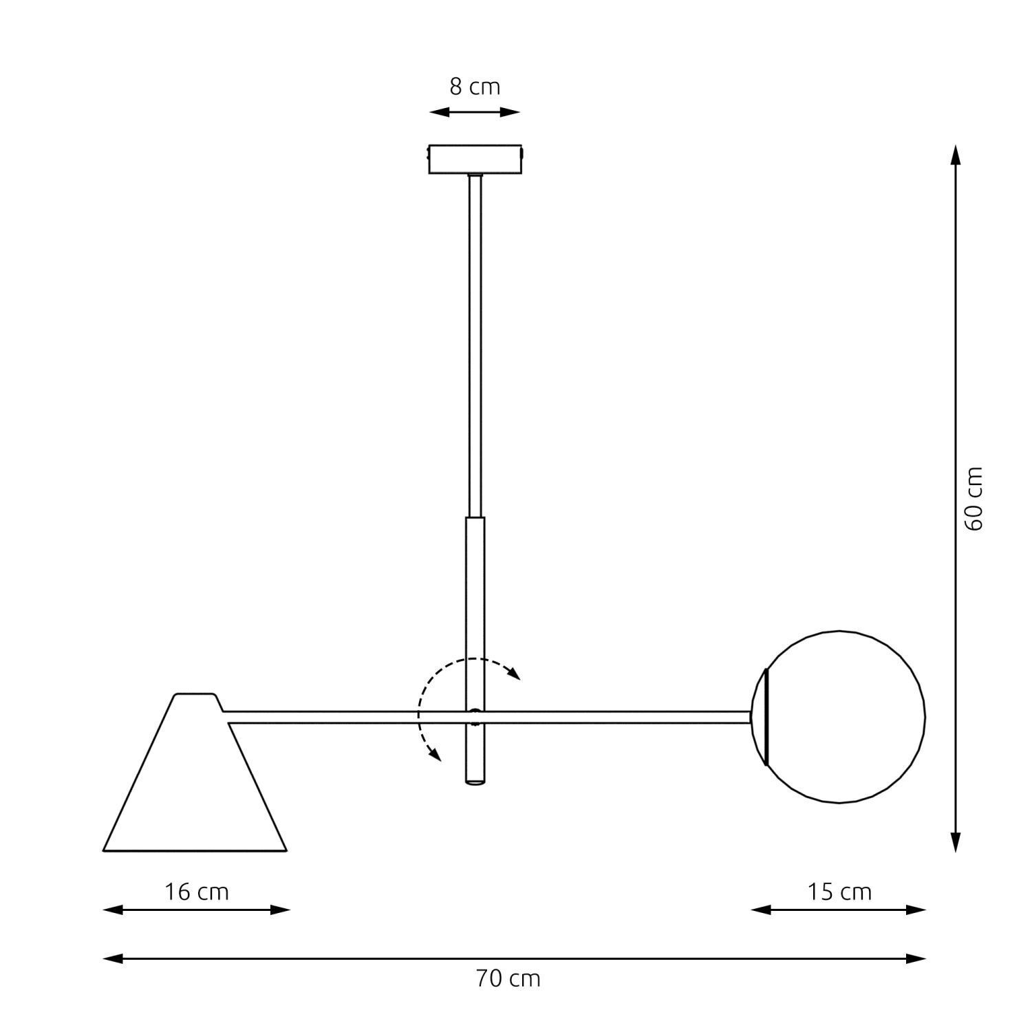 Plafonnier allongé métal verre noir E14 anti-éblouissement