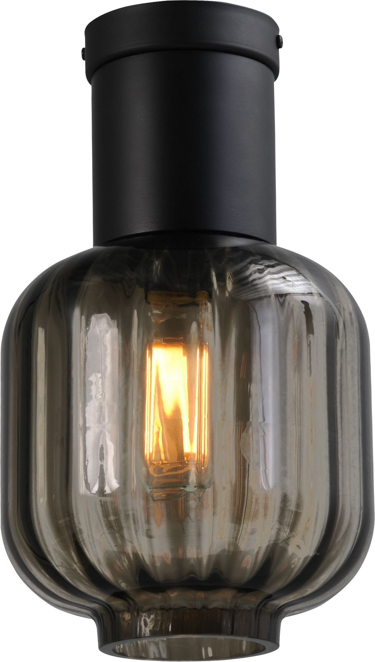 Lampe de plafond noir verre métal Ø 20 cm E27 Salon