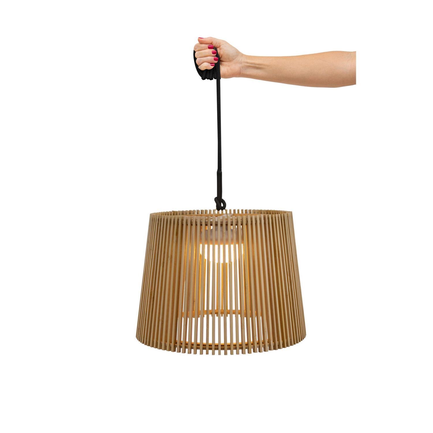 Suspension extérieure LED Accu Bois Ø 39 cm IP54 2700 K dimmable