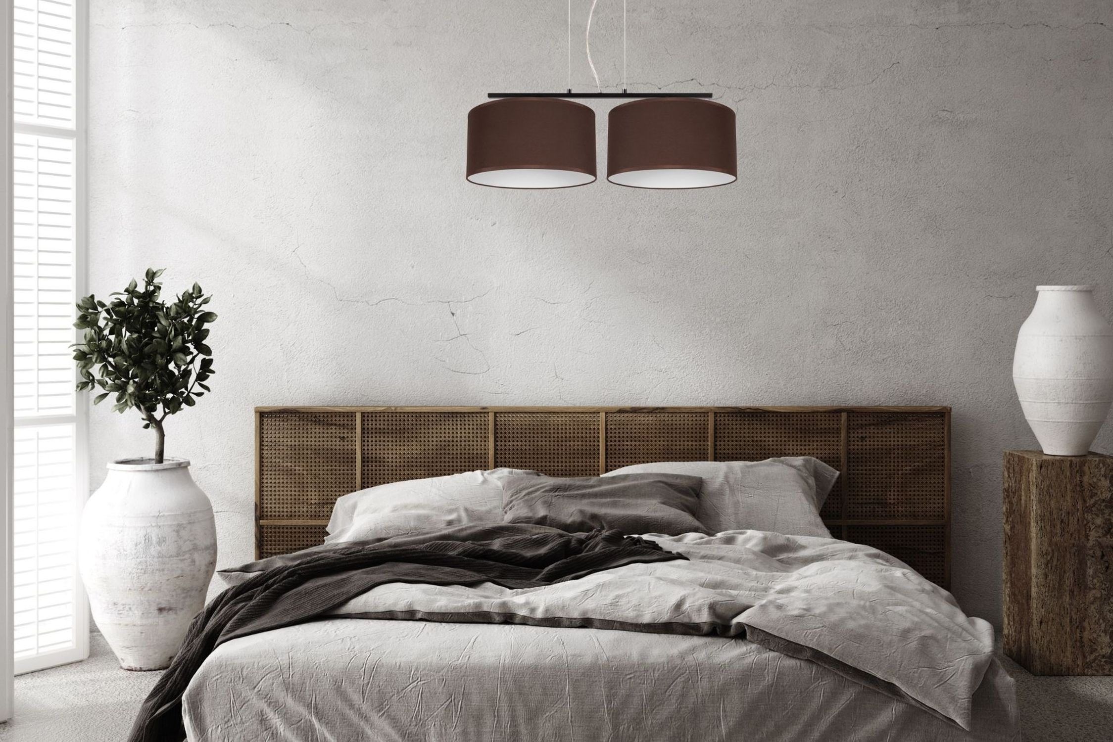 Tissu Suspension à faible éblouissement Marron Blanc E27 70 cm de long