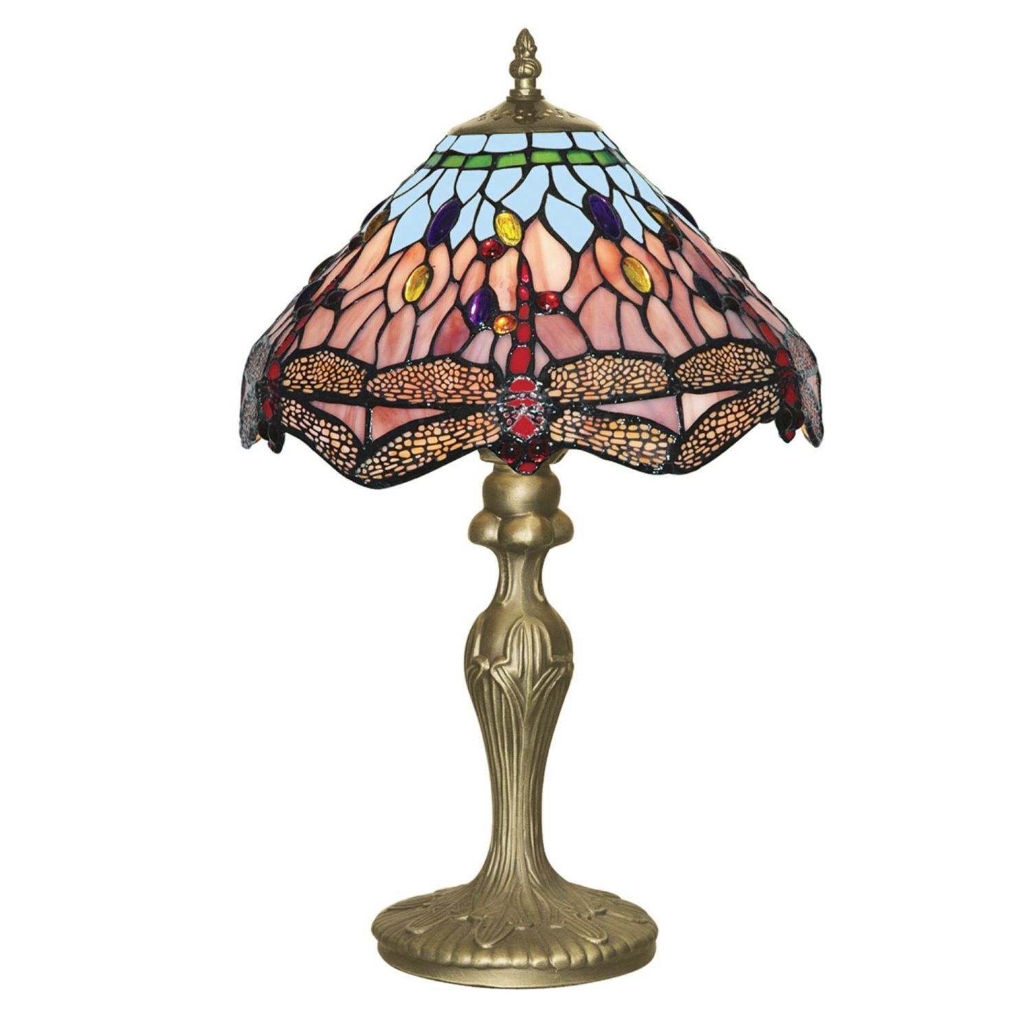 Lampe de table Tiffany style 45 cm de haut en verre coloré métal E27