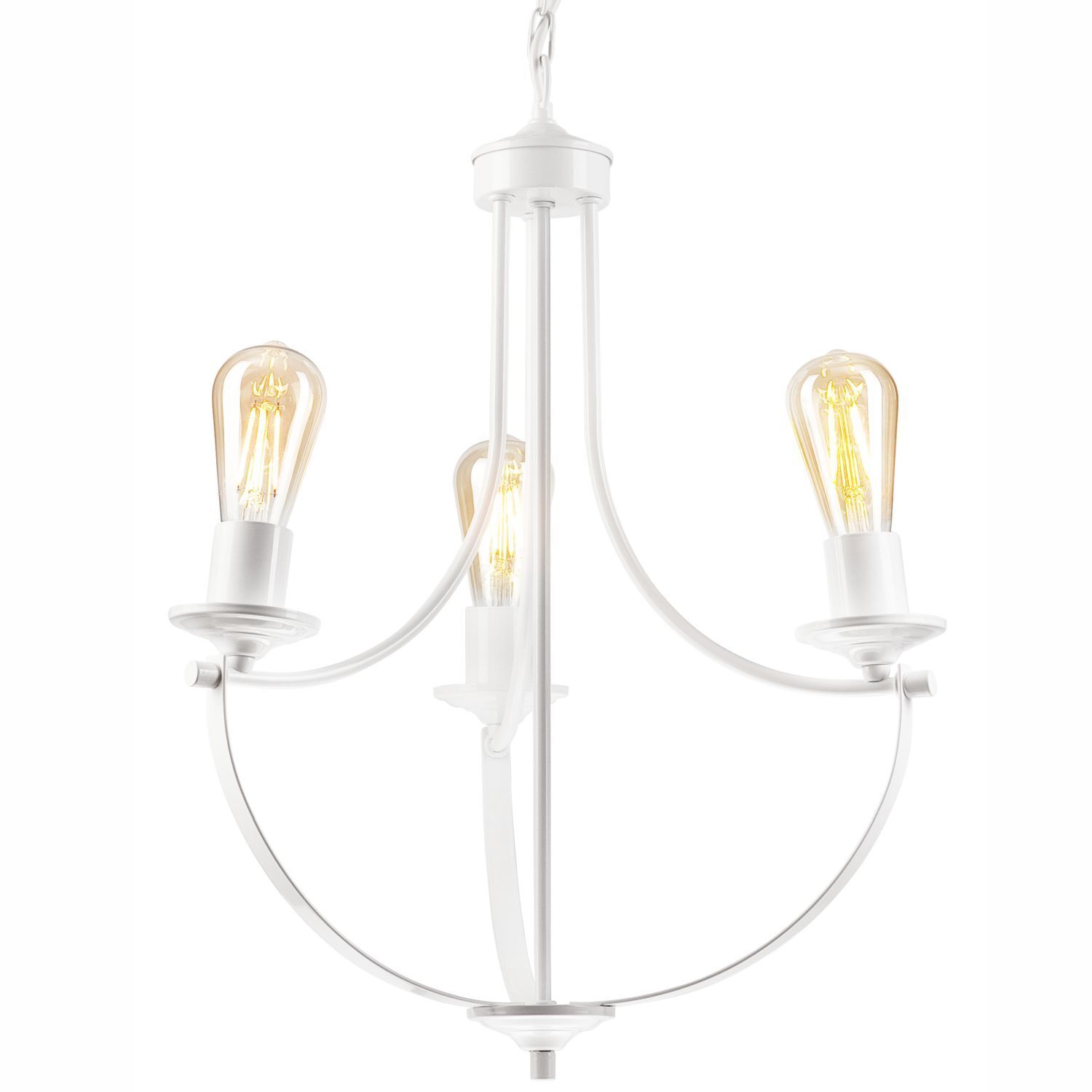 Lustre blanc 3 flammes E27 Ø 42 cm Métal Rustique