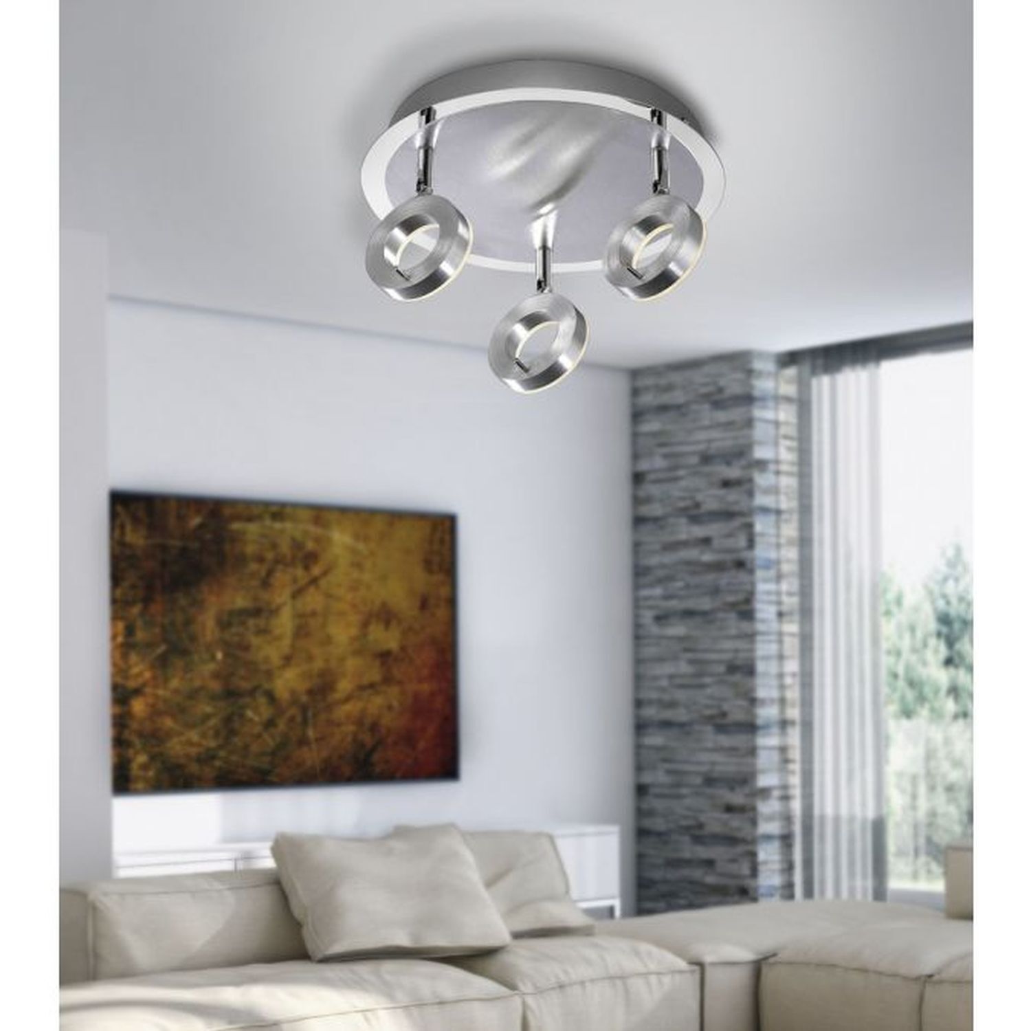 Flexibler LED Deckenstrahler in Aluminium IP44 Ø33,5 cm Deckenleuchte