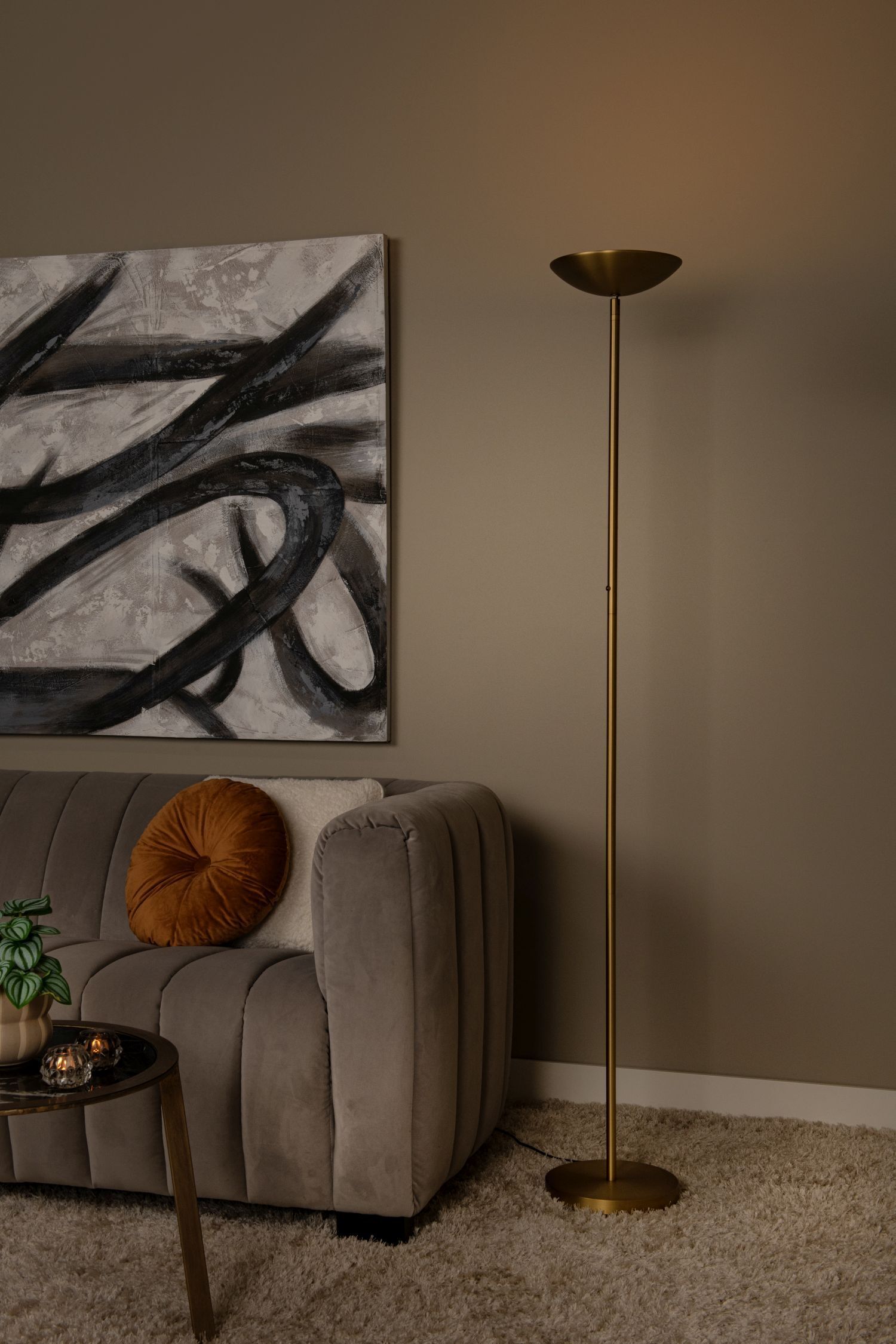 LED Deckenfluter Messing 3000 K H:180 cm modern Lampe, Stehlampe