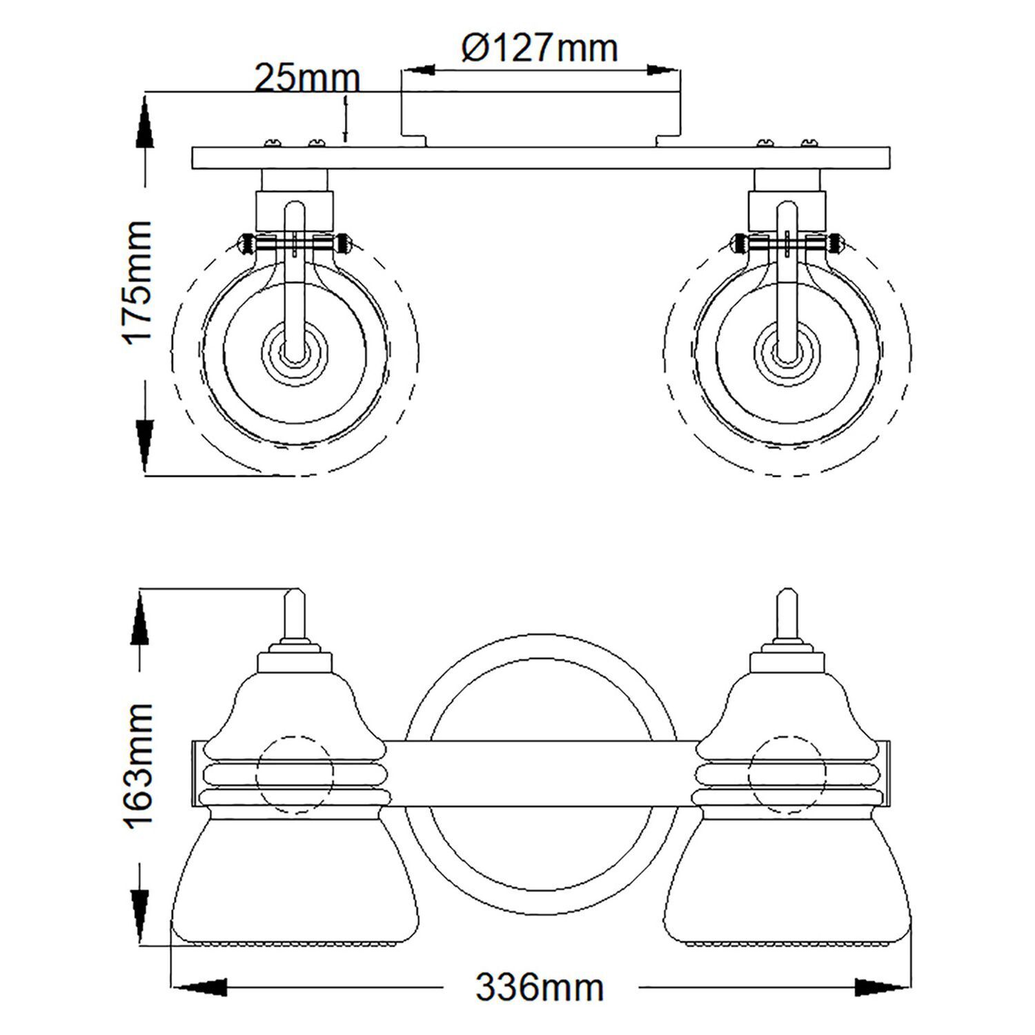 Lampe de salle de bain LED G9 IP44 L : 33,6 cm métal verre en chrome