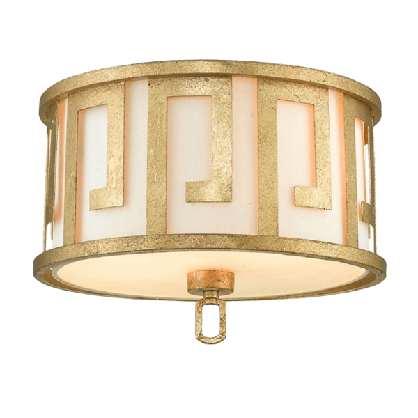 Plafonniers or Deckenleuchte, Pendelleuchte, Gold, geometrisches Muster, Trommel-Schirm