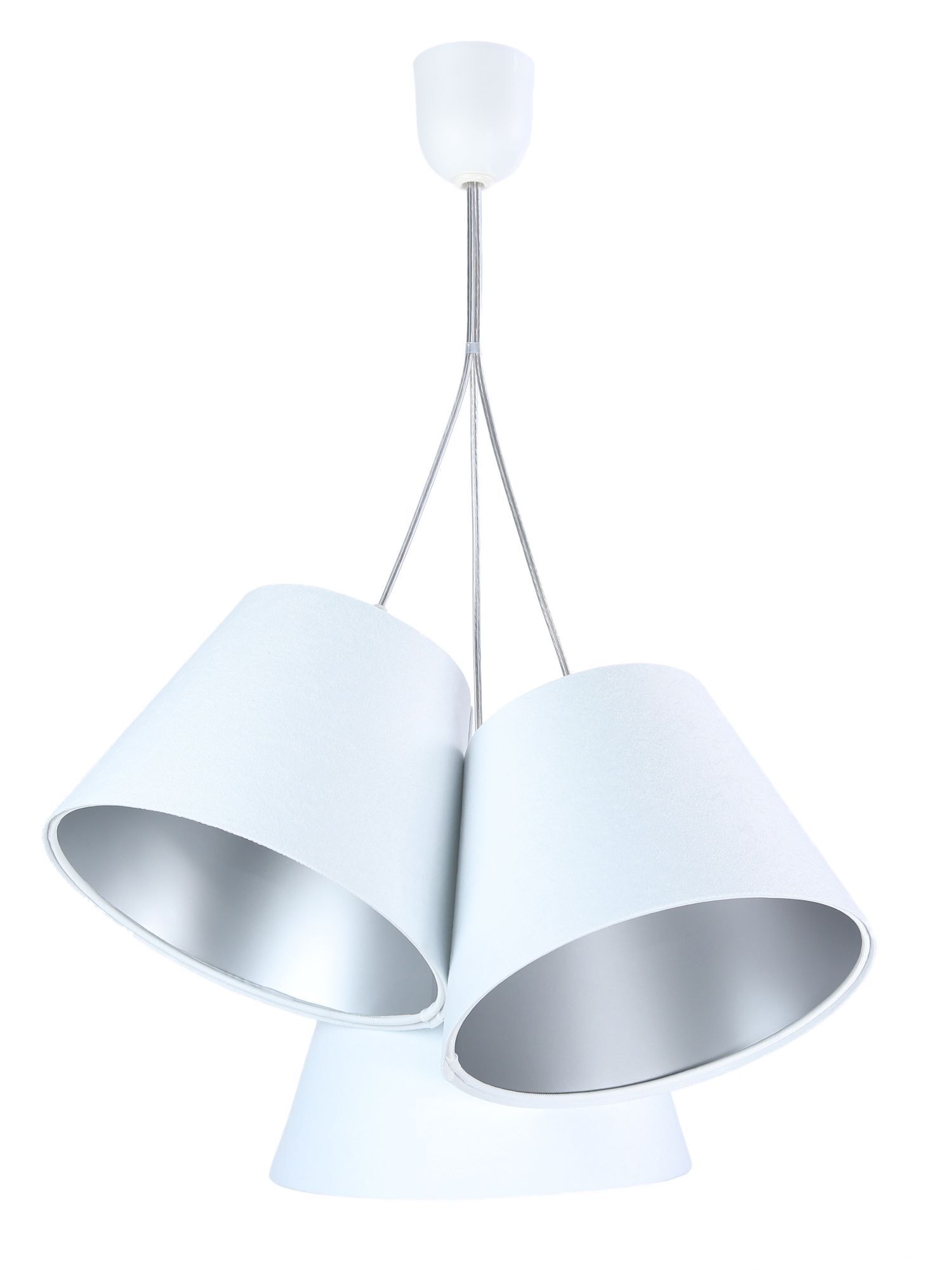 Suspension JOCY Blanc Argent Tissu 3-flmg Rétro