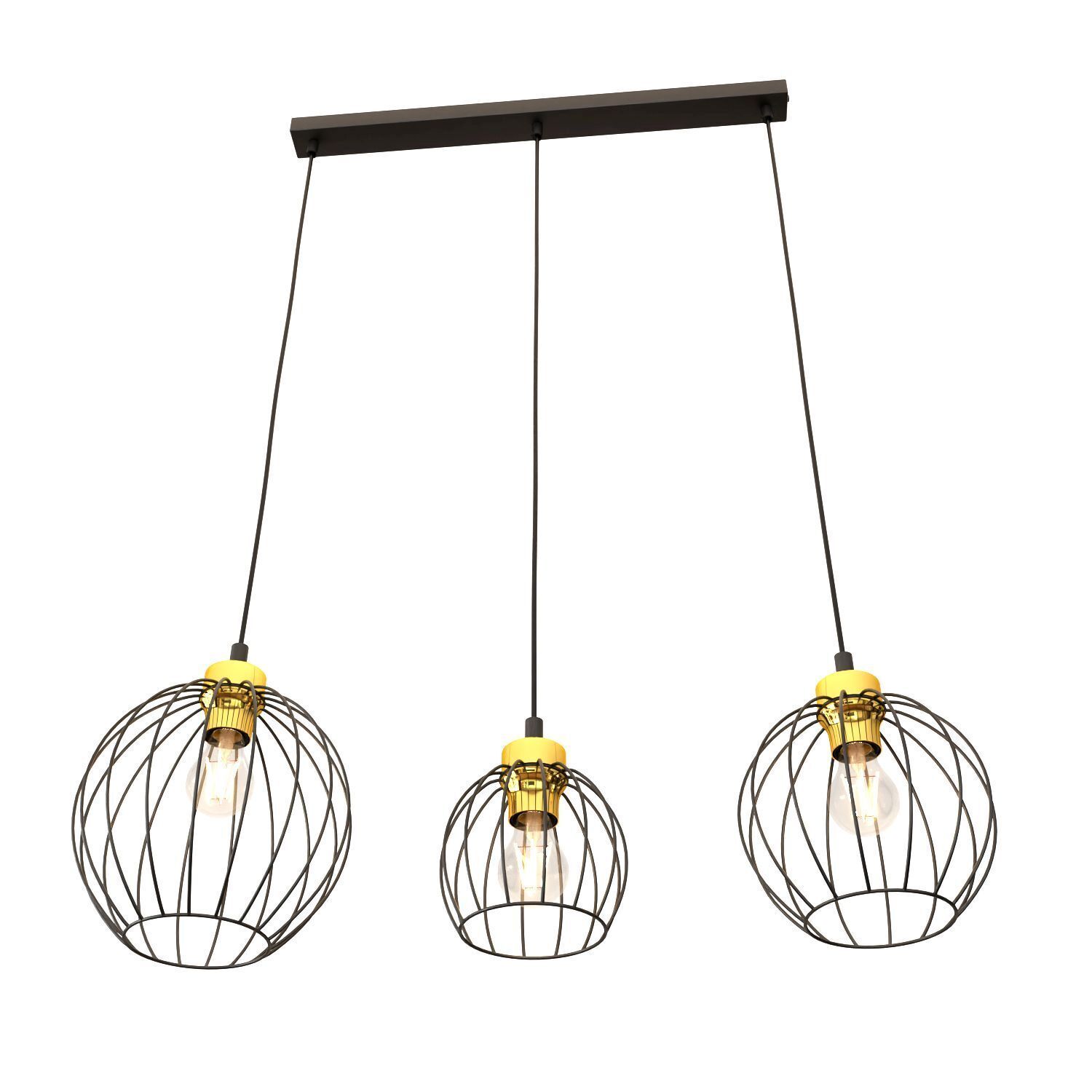 Longue lampe à suspendre Noir Or L:77 cm élégant et stylé