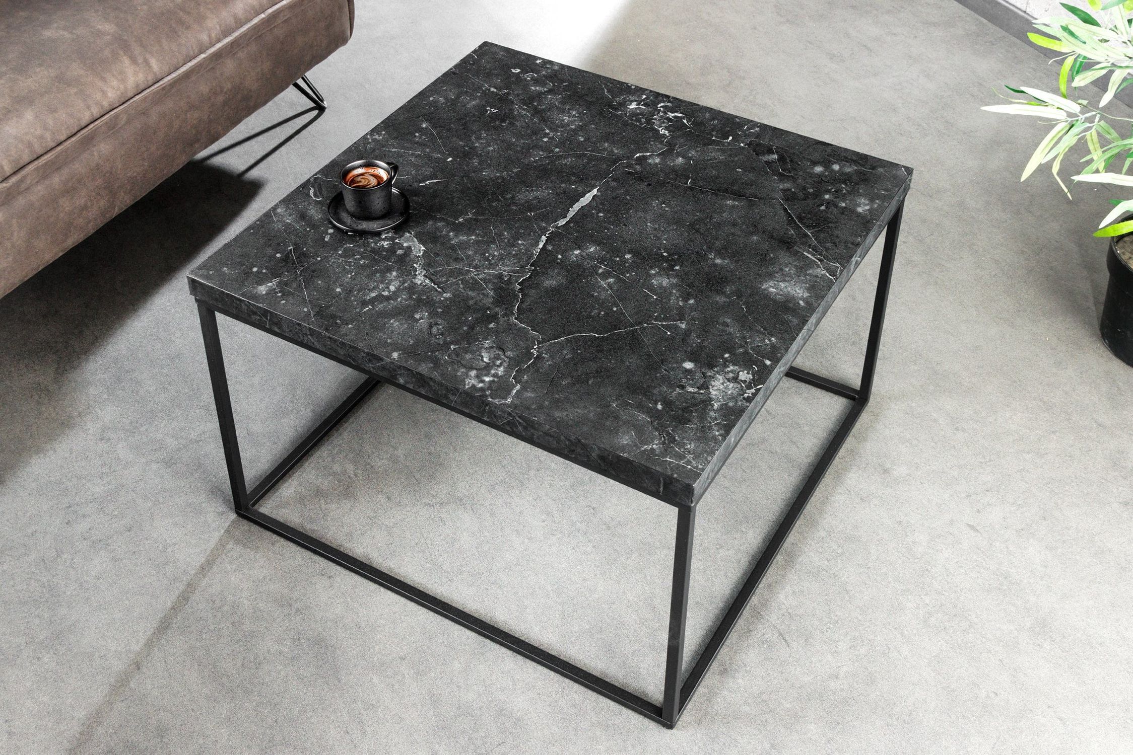 Table basse noire 60 x 60 cm aspect marbre noir Kaffeetisch, Mobiliar, Tabelle, Tischplatte