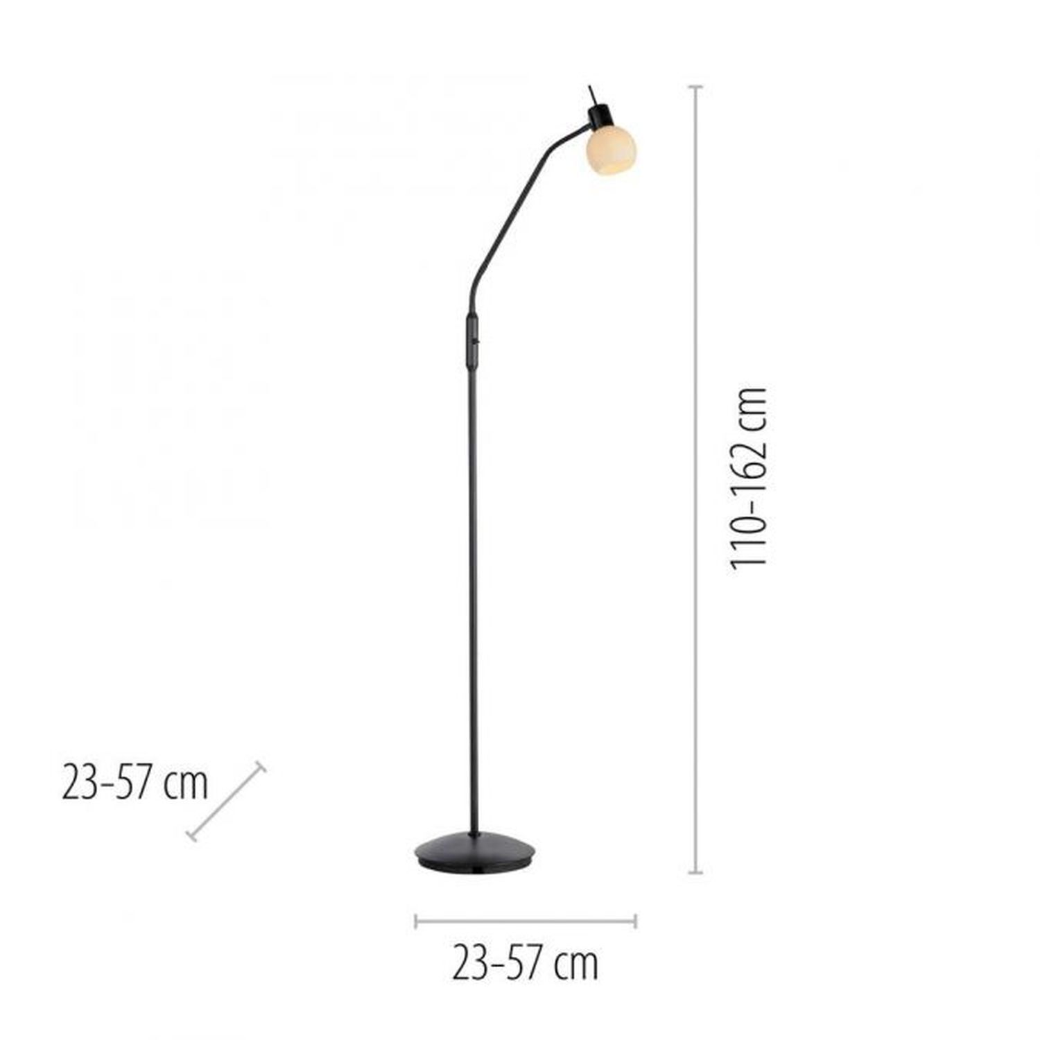 Lampadaire ajustable Abat-jour en verre faible éblouissement incl E14 Lampe
