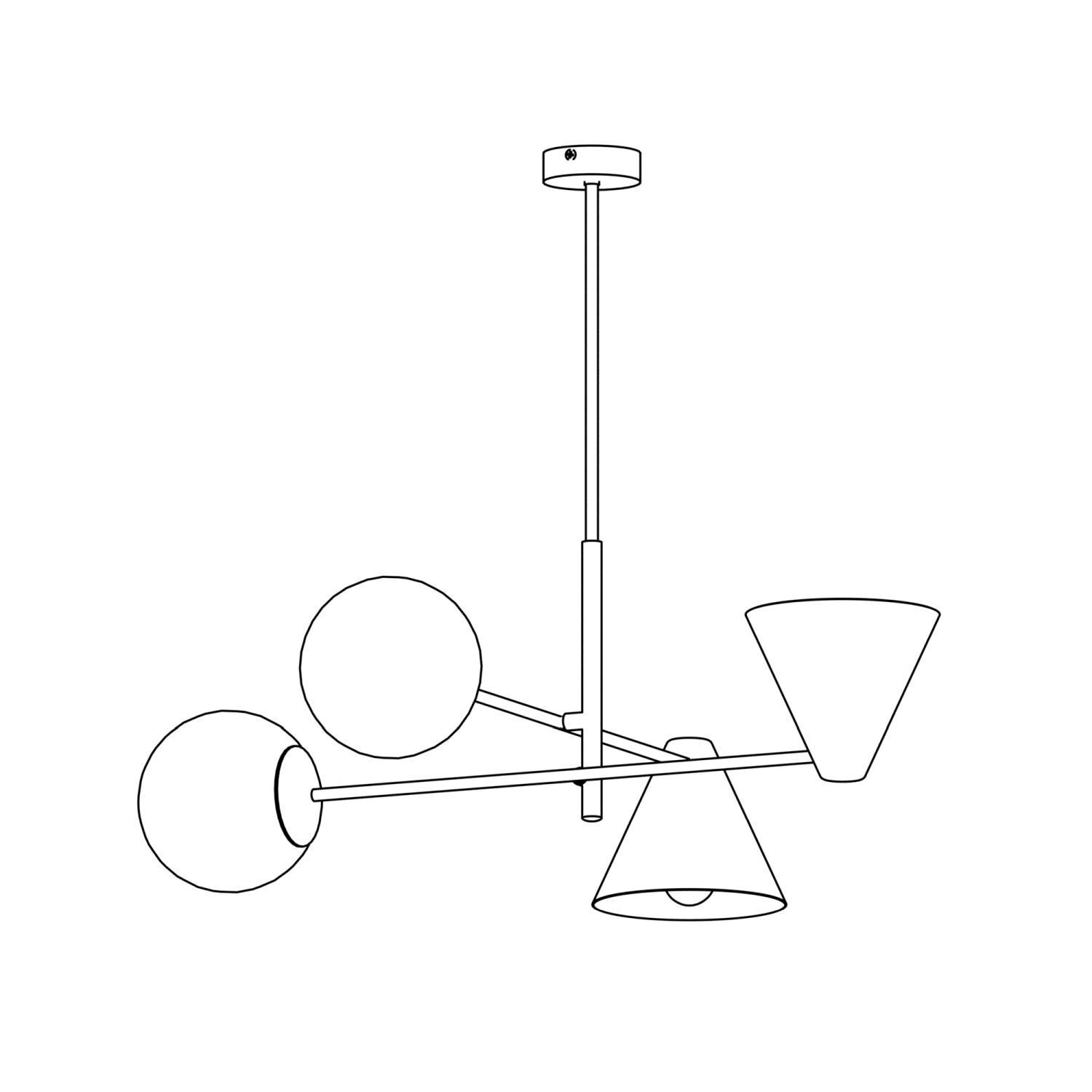Plafonnier noir métal verre L:70 cm E14 faible éblouissement