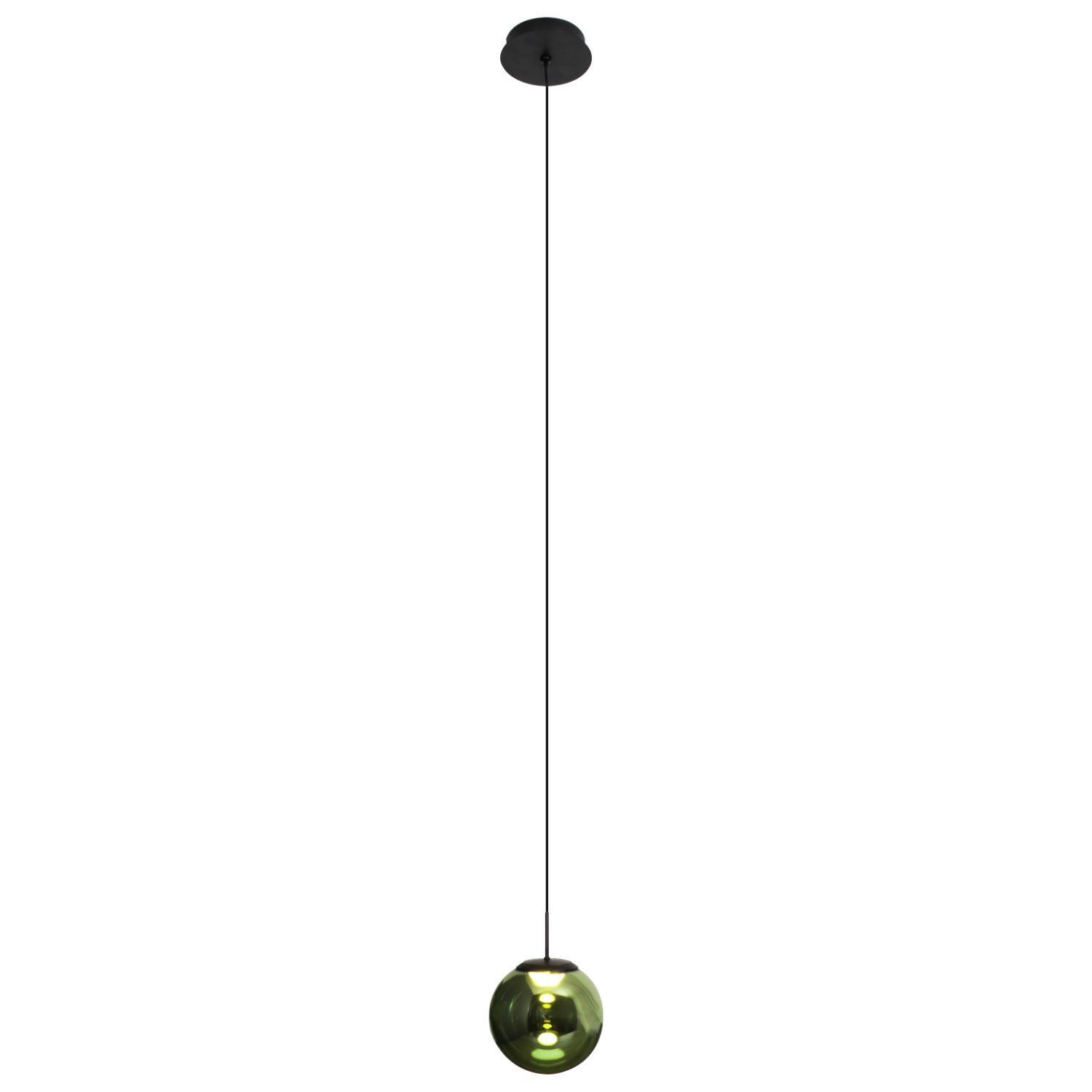Lampe LED à suspendre verre aluminium noir vert Ø15 cm 10 W
