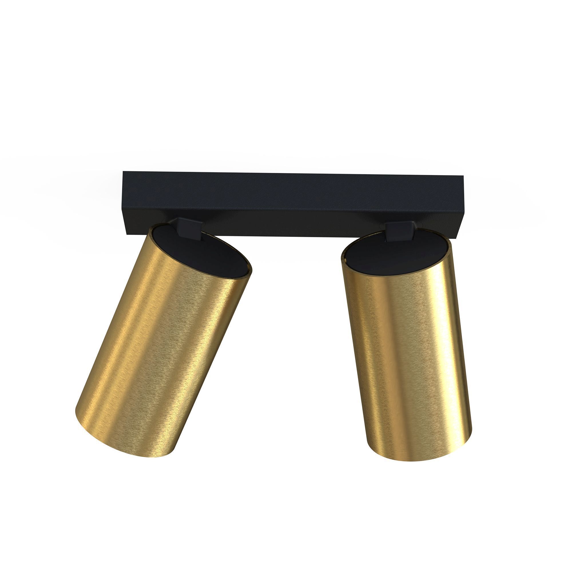 Moderner Deckenstrahler Messing Schwarz 2x GU10 Licht, Deckenleuchte, Gold, Zylinder, Spektrum