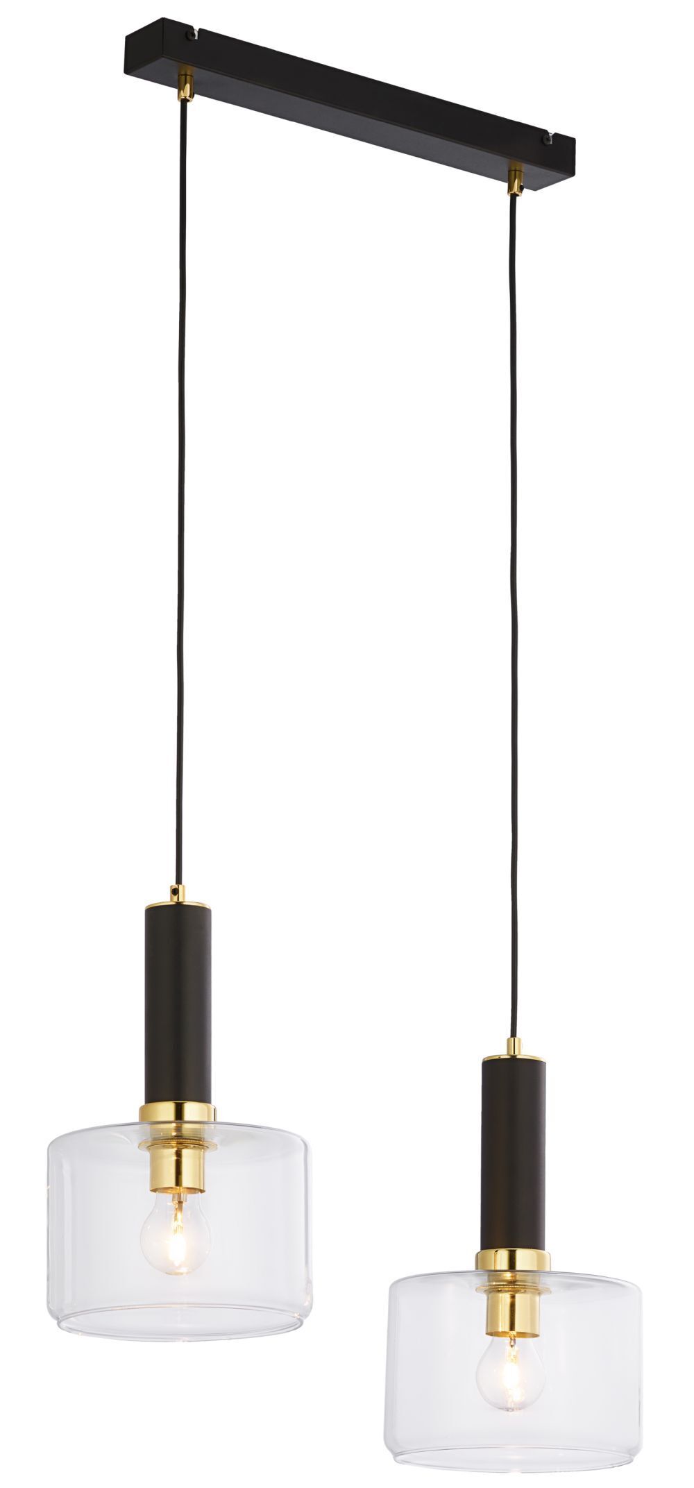 Lampe à suspendre noire métal verre Moderne 52cm de long