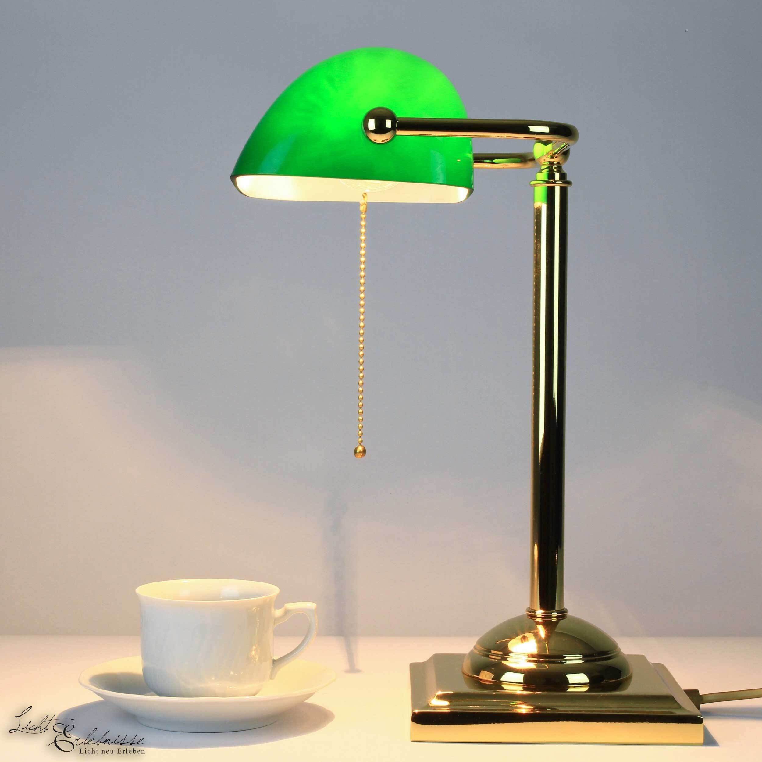 Lampe de banquier design, plaquée or 24 carats