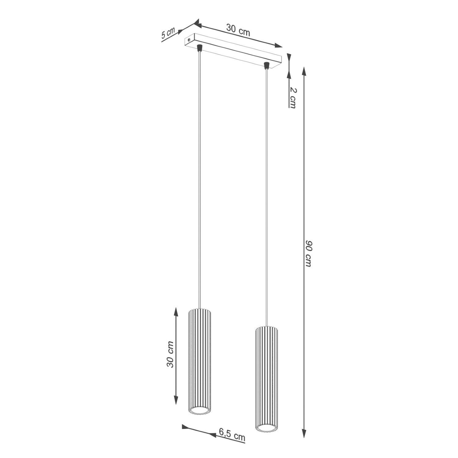 Suspension GU10 à 2 flammes en aluminium L : 30 cm en or