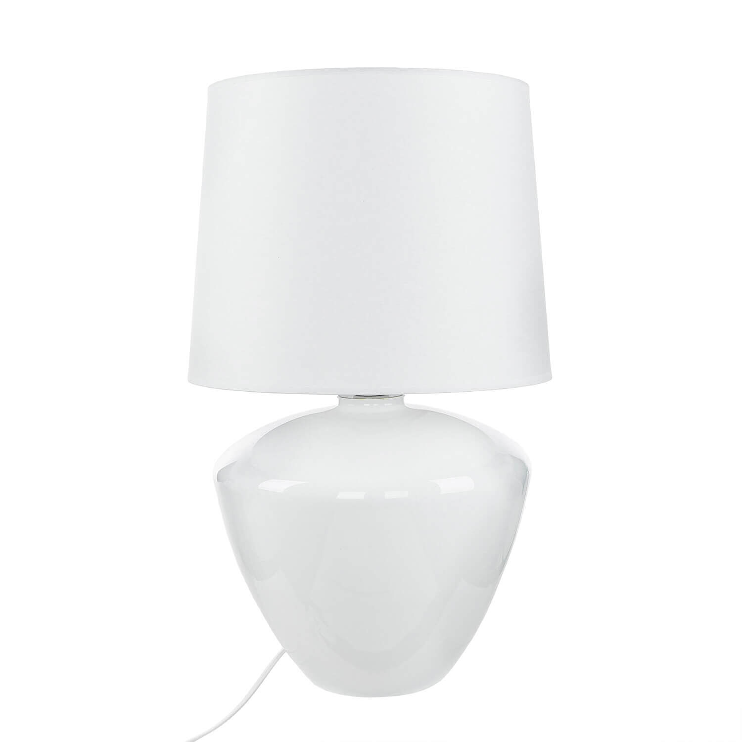 Lampe de table blanc argent grand 62 cm tissu verre E27