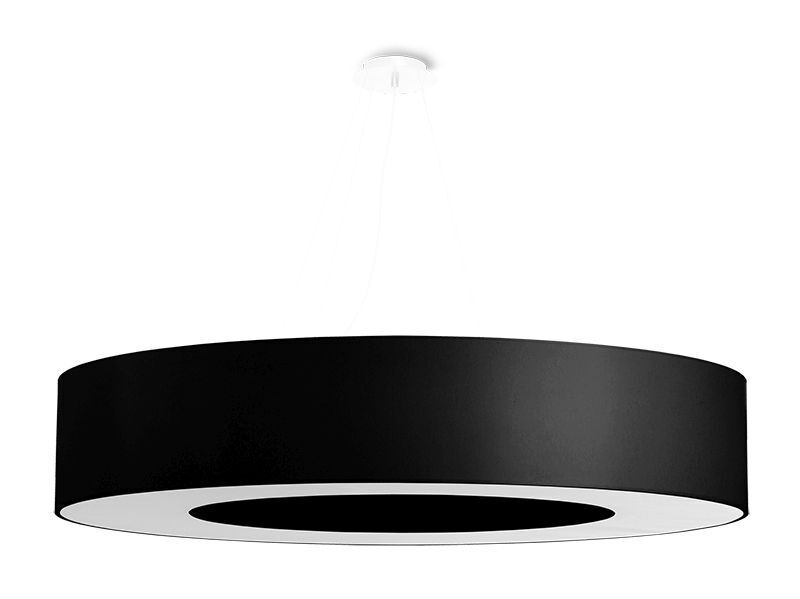 Lampe à suspendre ronde Ø 90 cm Noir Tissu Abat-jour 8x E27