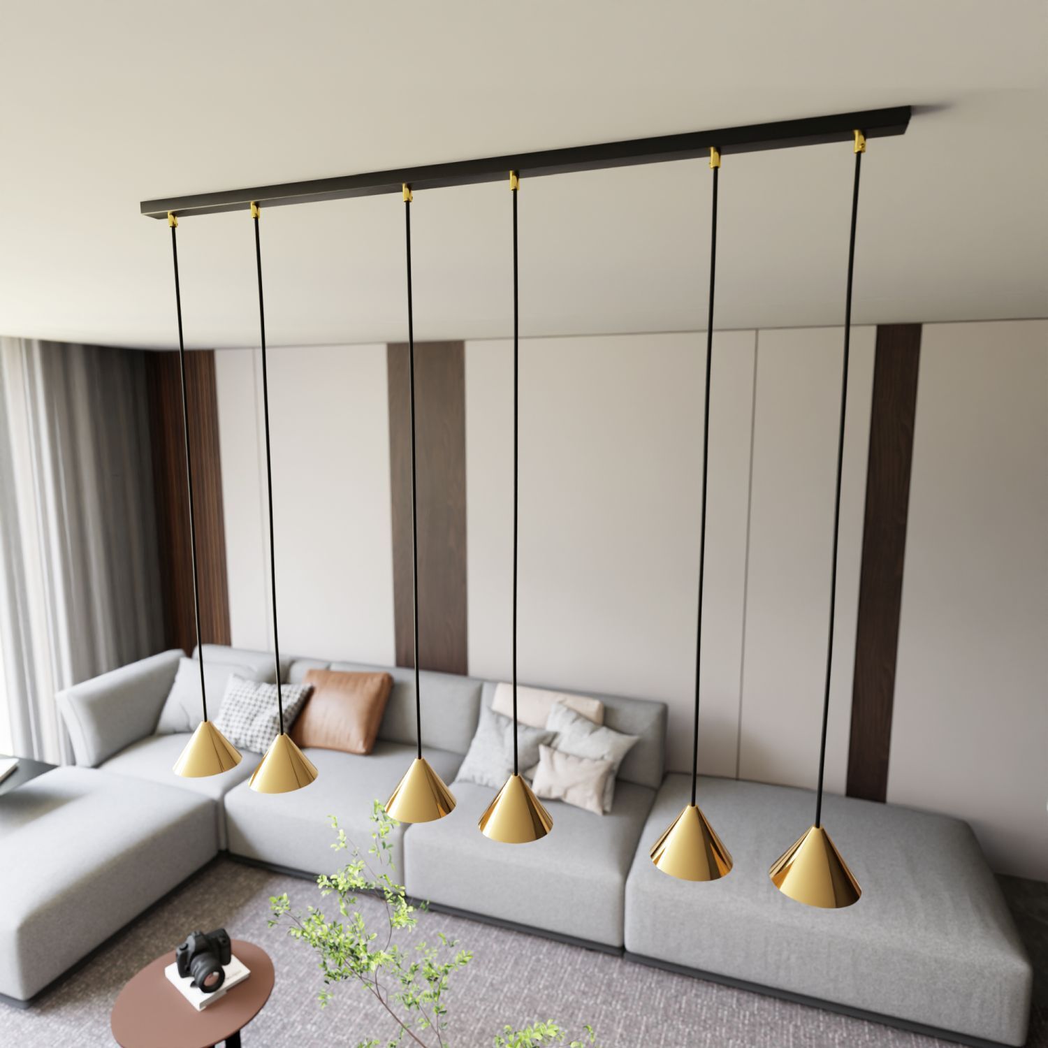 Suspension Métal L : 116 cm XXL H : max. 100 cm Noir Or