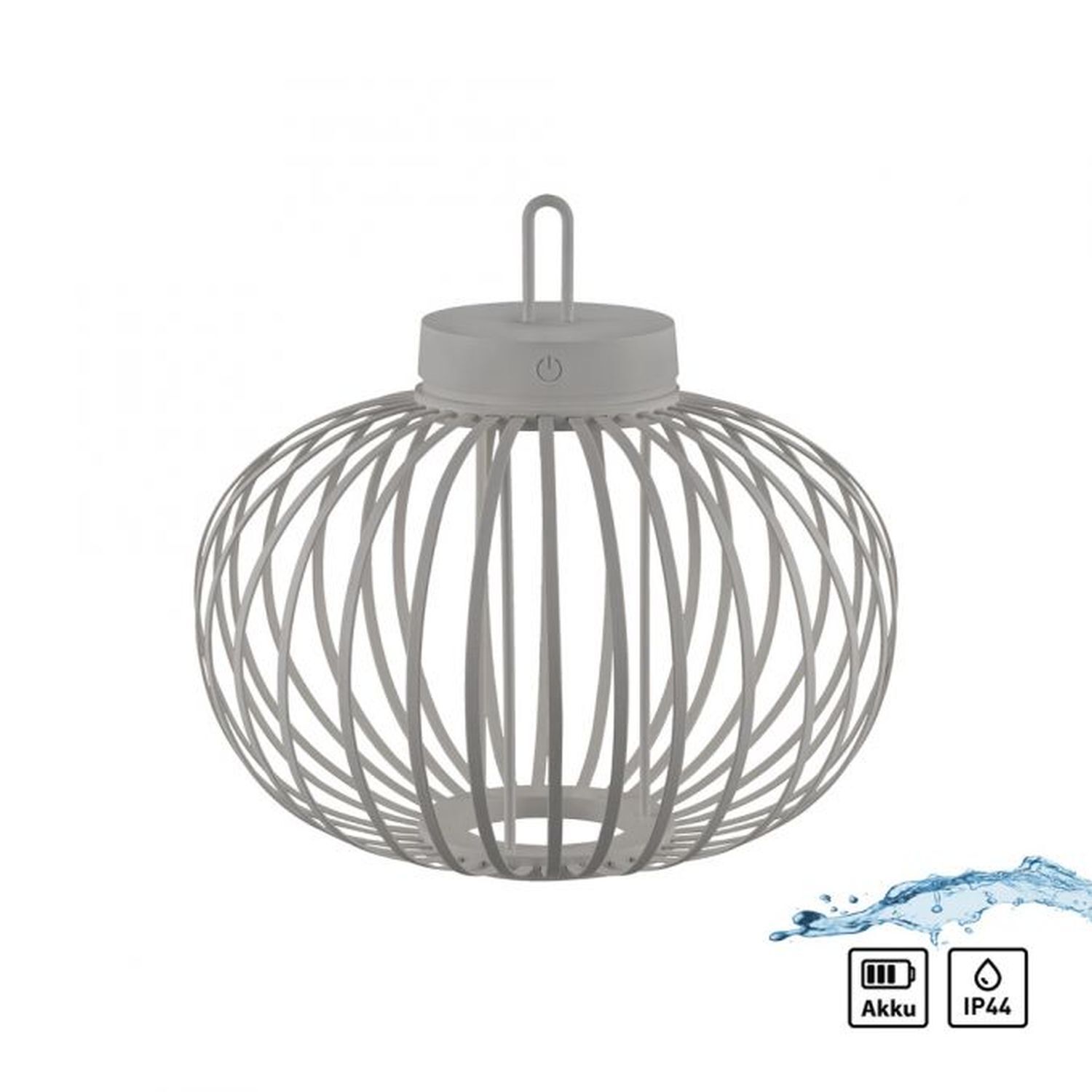 Lampe de table LED rechargeable IP44 noire à intensité variable Touch 33 cm