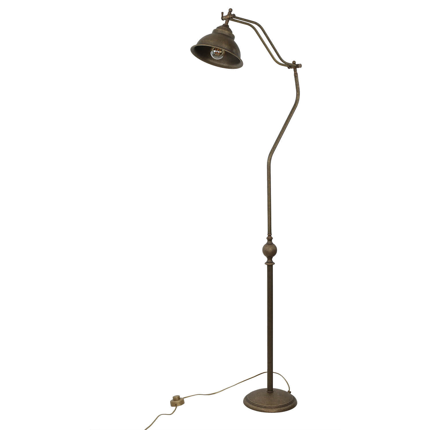 Stehleuchte Bronze Antik Echt-Messing Oslo Lampe, Lampenschirm