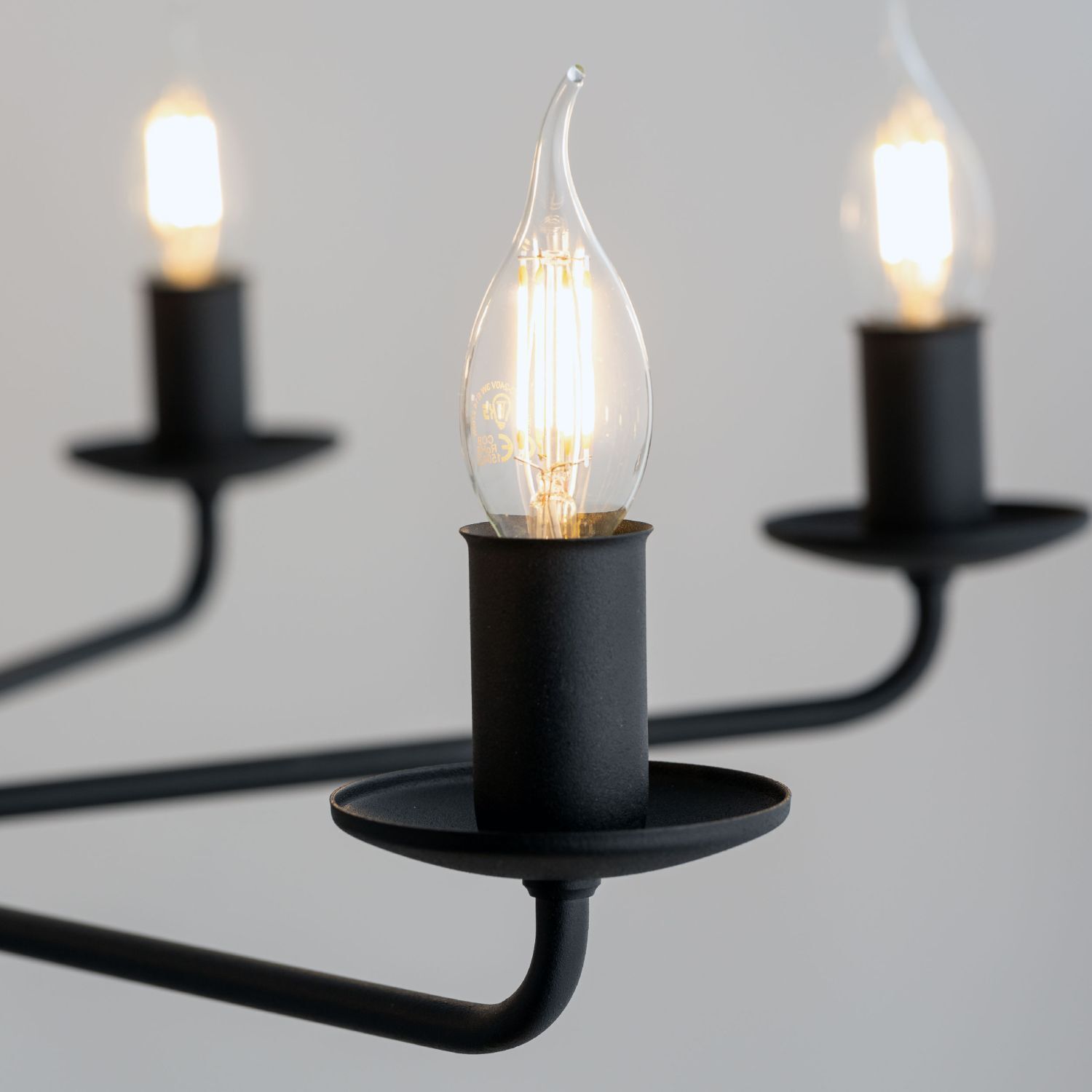 Lustre Rustique Métal Noir 7 flammes E27