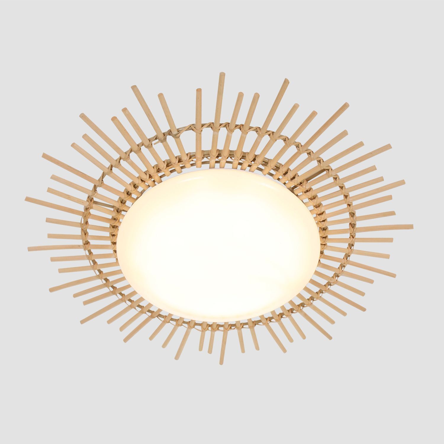 Plafonnier LED bois plastique naturel blanc Ø50 cm