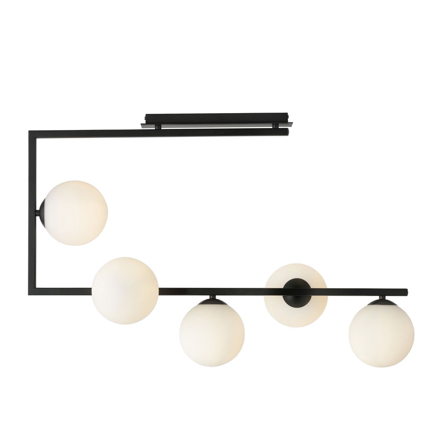 Grand plafonnier L : 83 cm H : 55 cm Métal Verre Noir Blanc
