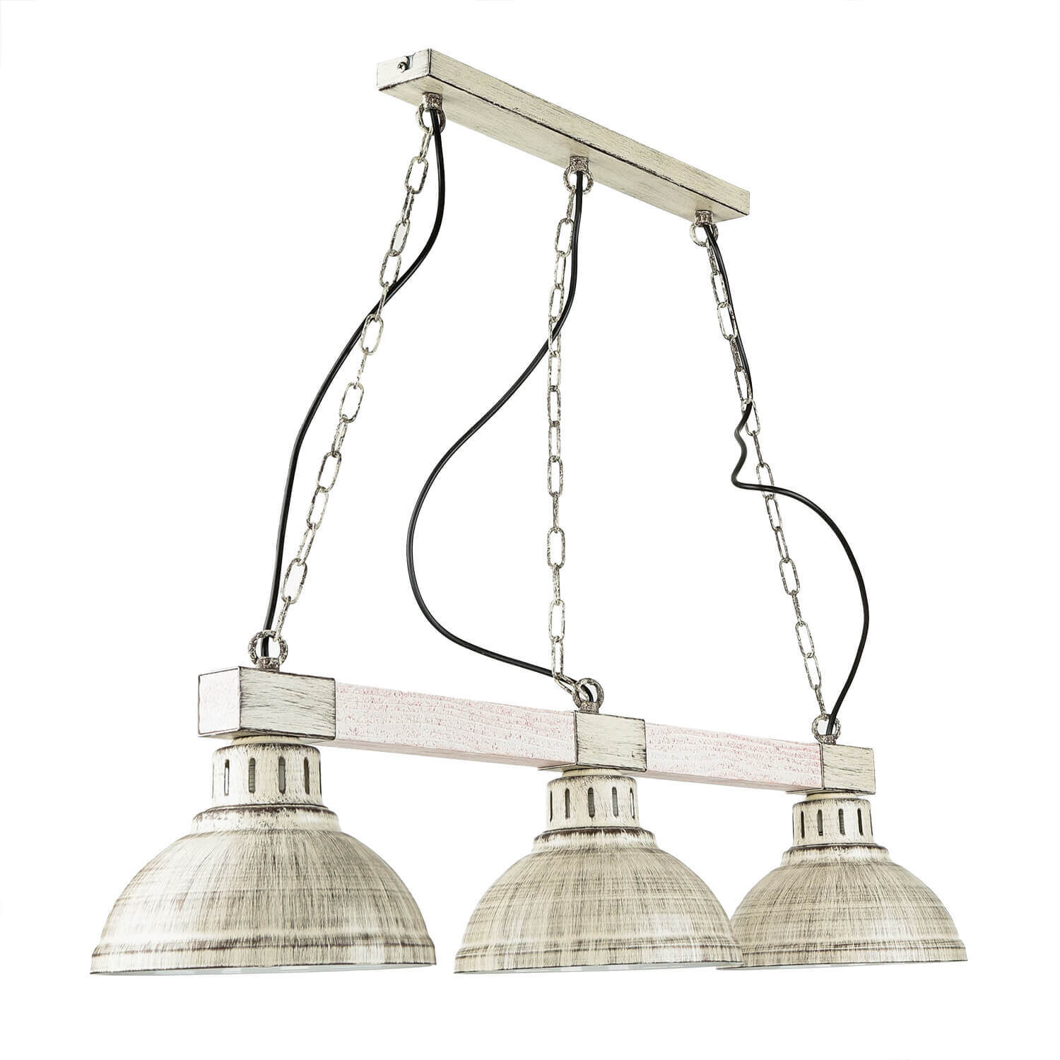 Suspension vintage 3-flmg E27 Shabby blanc HAKON