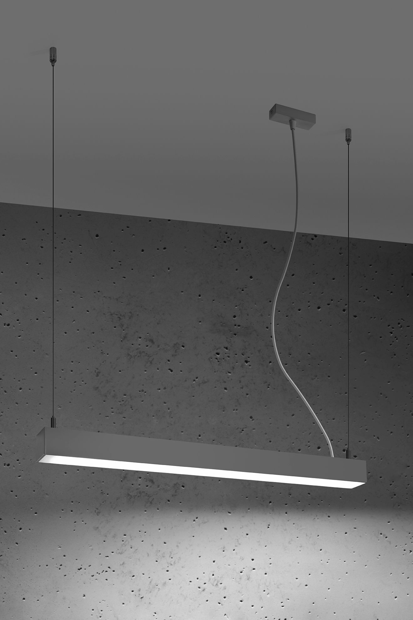 LED Lampe à suspendre métal gris L : 67 cm 4000 K étroit
