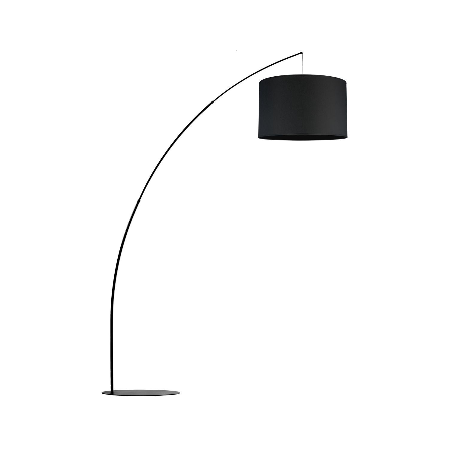 Luminaire arqué noir métal tissu 245 cm de haut XXL E27