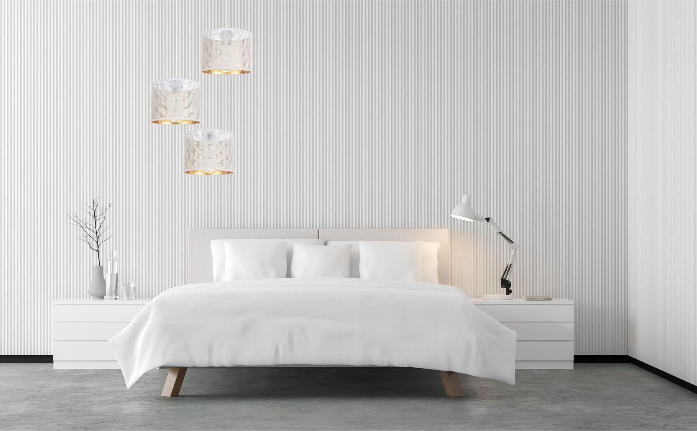 Lampe à suspendre métal blanc or E27 3-flammes Ø45 cm Loft