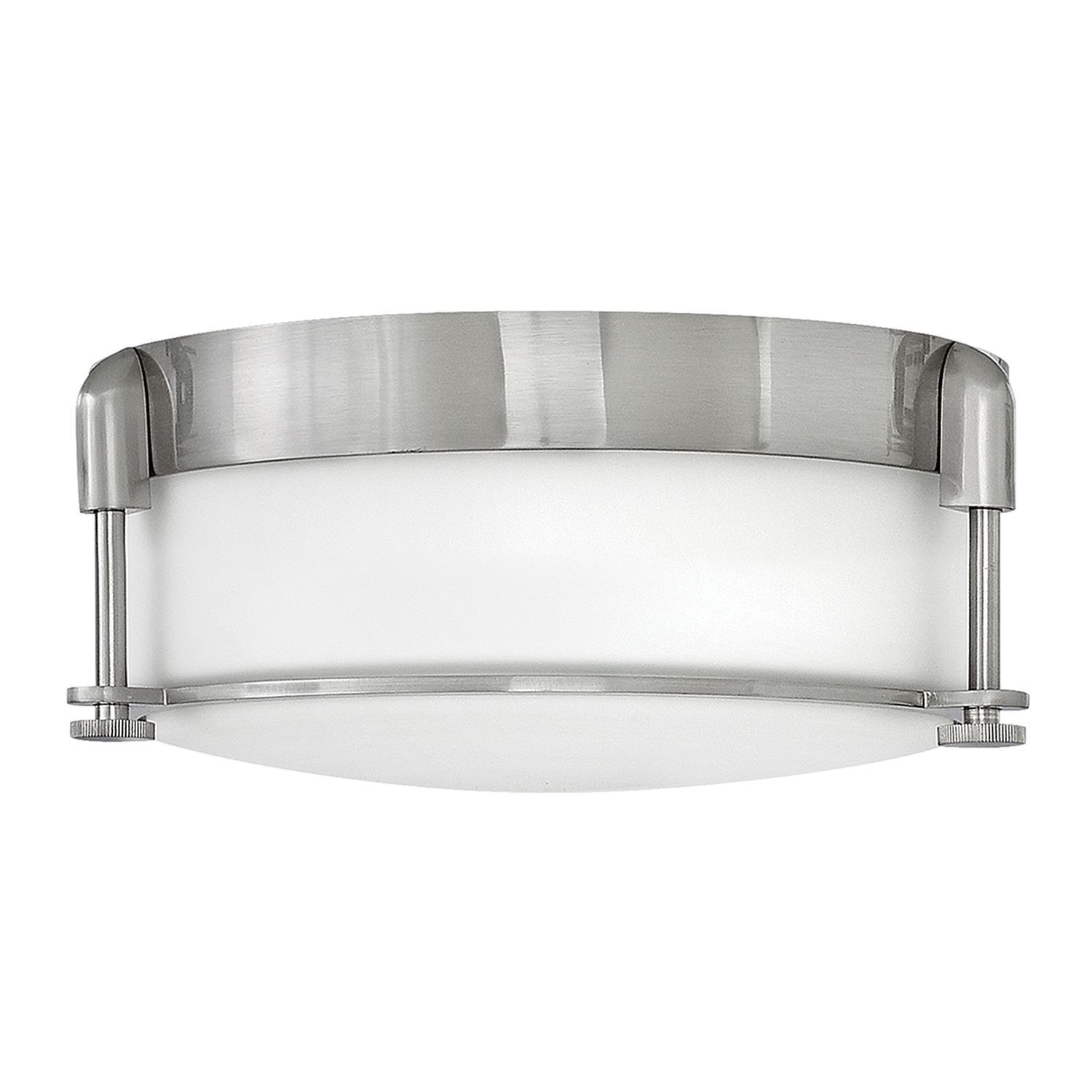 Plafonnier salle de bains verre métal en nickel blanc