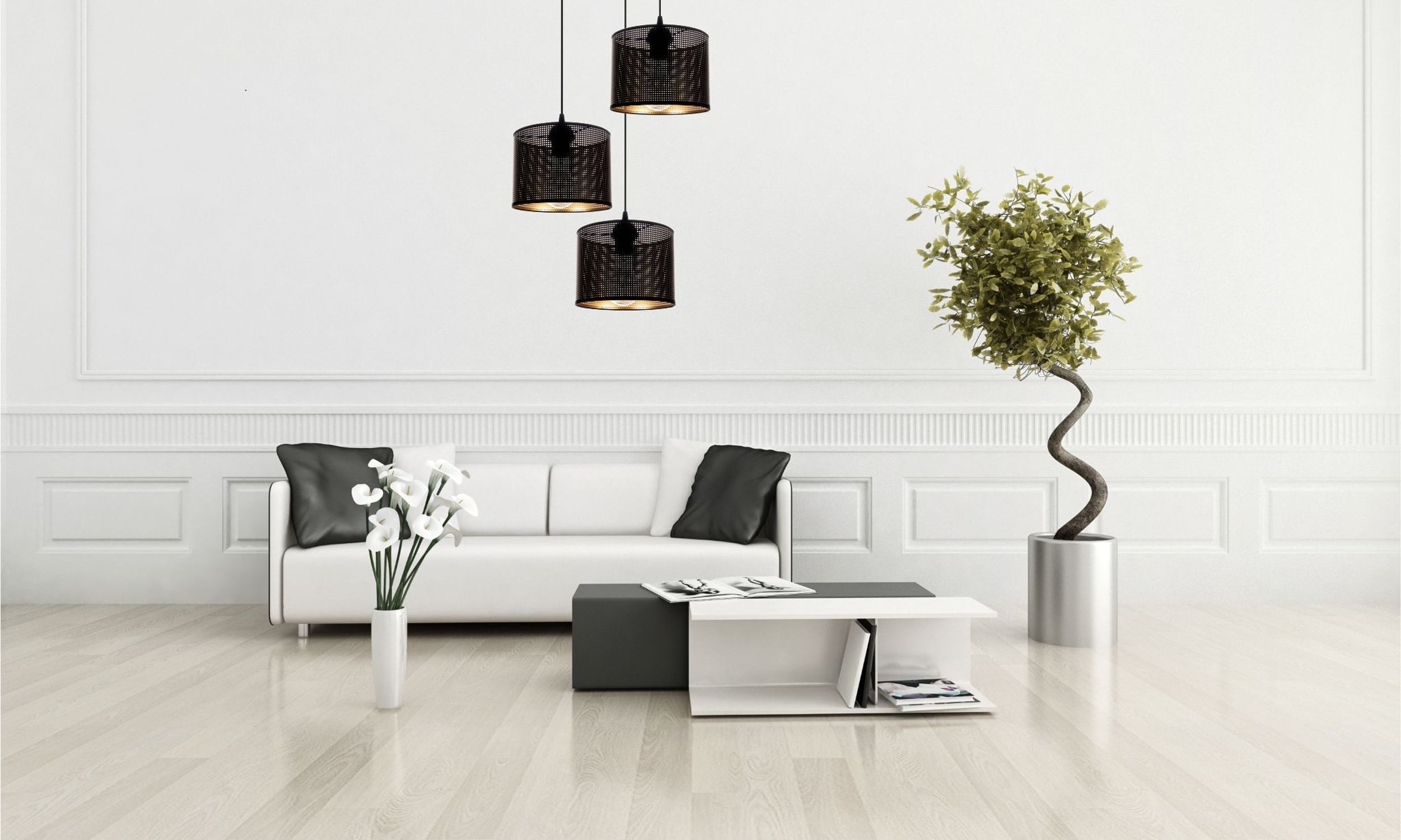 Lampe à suspendre métal noir or E27 3-flmg Ø45 cm Loft
